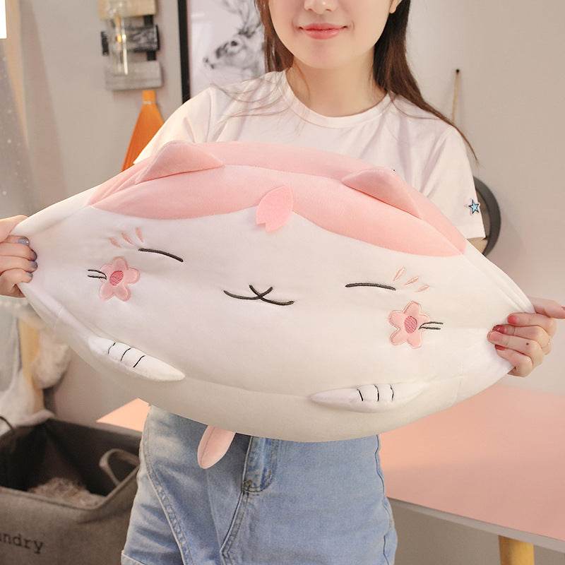 Giant Sakura Kawaii Cat Plush Toy - Large Pink Cherry Blossom Stuffed Animal for Cute Home Decor, Anime Lover Gift & Cozy Bedroom Companion