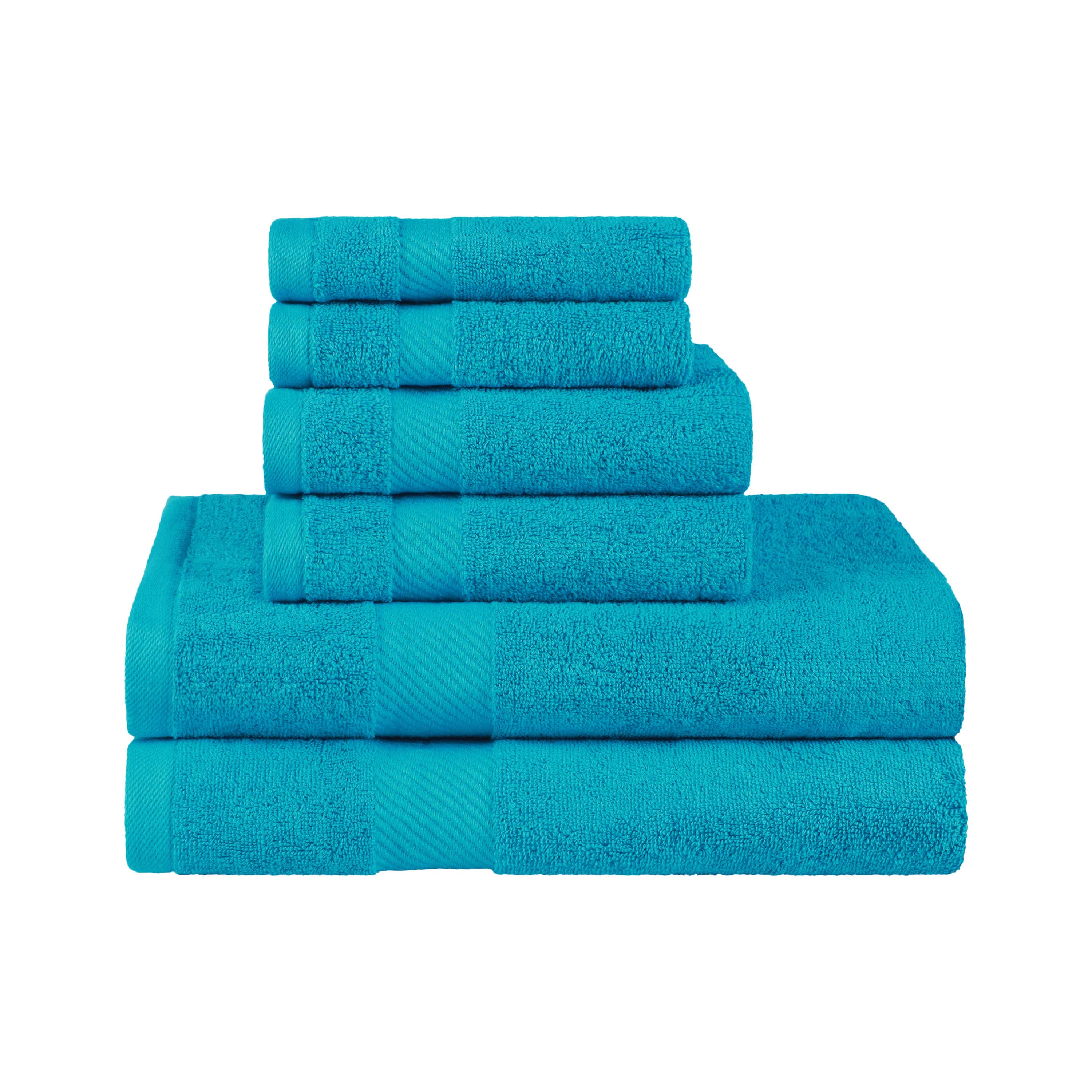Premium 6-Piece Egyptian Cotton Towel Set with Elegant Dobby Border - Ultra Soft & Absorbent Bath Towels for Spa, Hotel, or Luxury Home Use