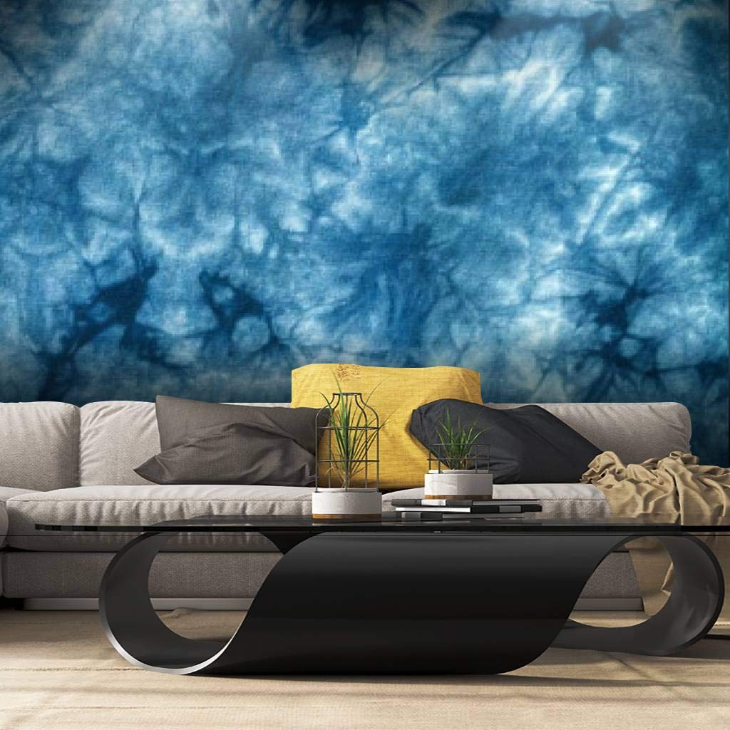 Abstract Blue Tie Dye Peel and Stick Wallpaper - Self-Adhesive Removable Vinyl Wall Mural for Home Decor | Perfect for Bedrooms, Living Rooms & DIY Home Improvement Projects