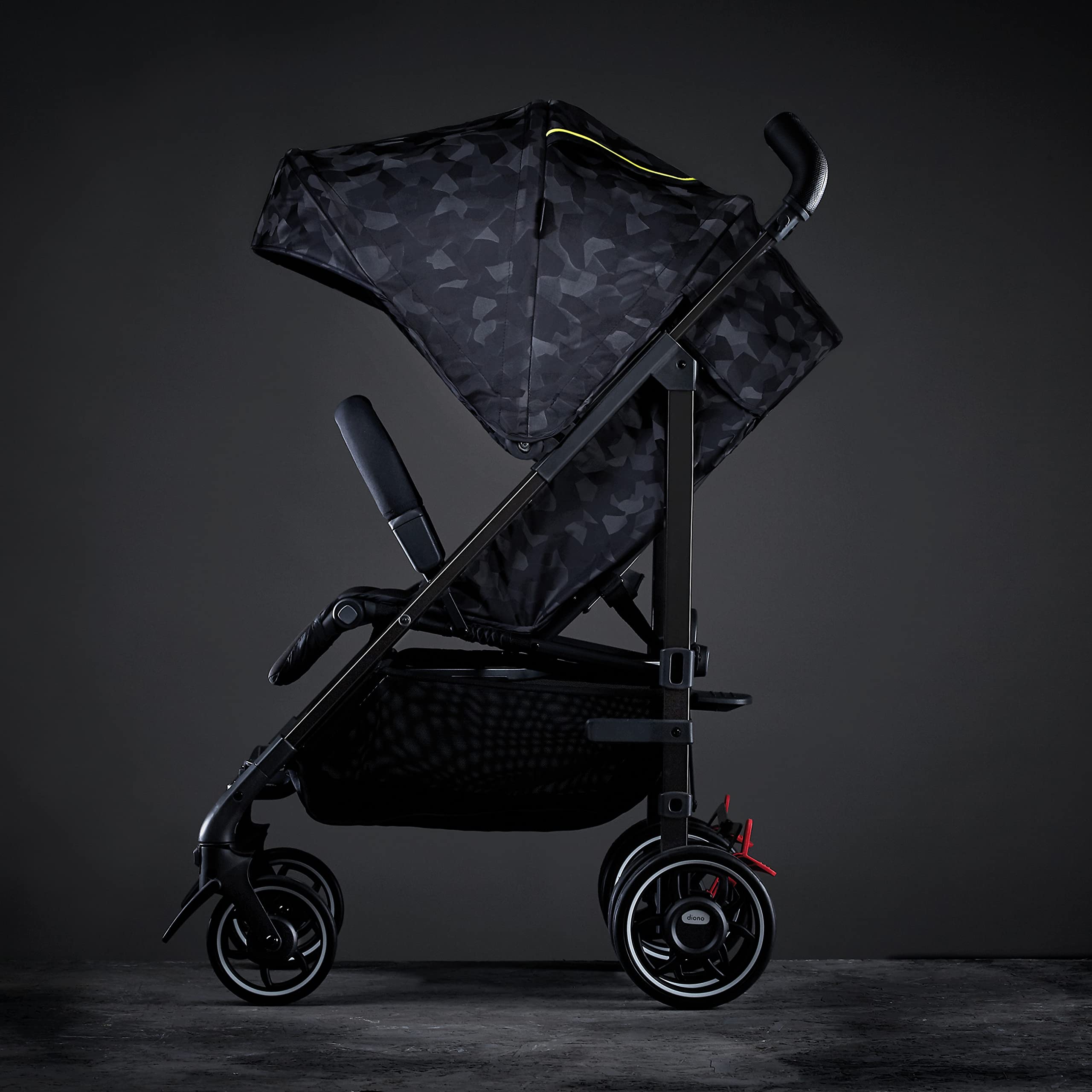 Diono Flexa Luxe Lightweight Umbrella Stroller for Babies & Toddlers - Compact Fold, Car Seat Compatible, XL Storage Basket, Black Camo - Perfect for Travel, Shopping & Everyday Use