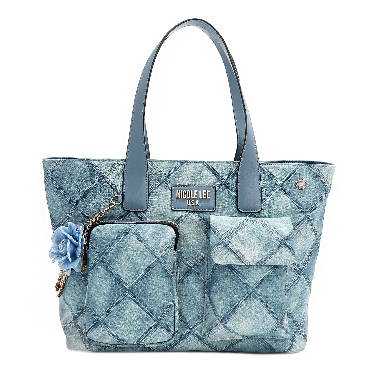 Blue Flower Satchel Bag for Women - Stylish Crossbody Purse with Adjustable Strap, Perfect for Work, Travel & Everyday Use