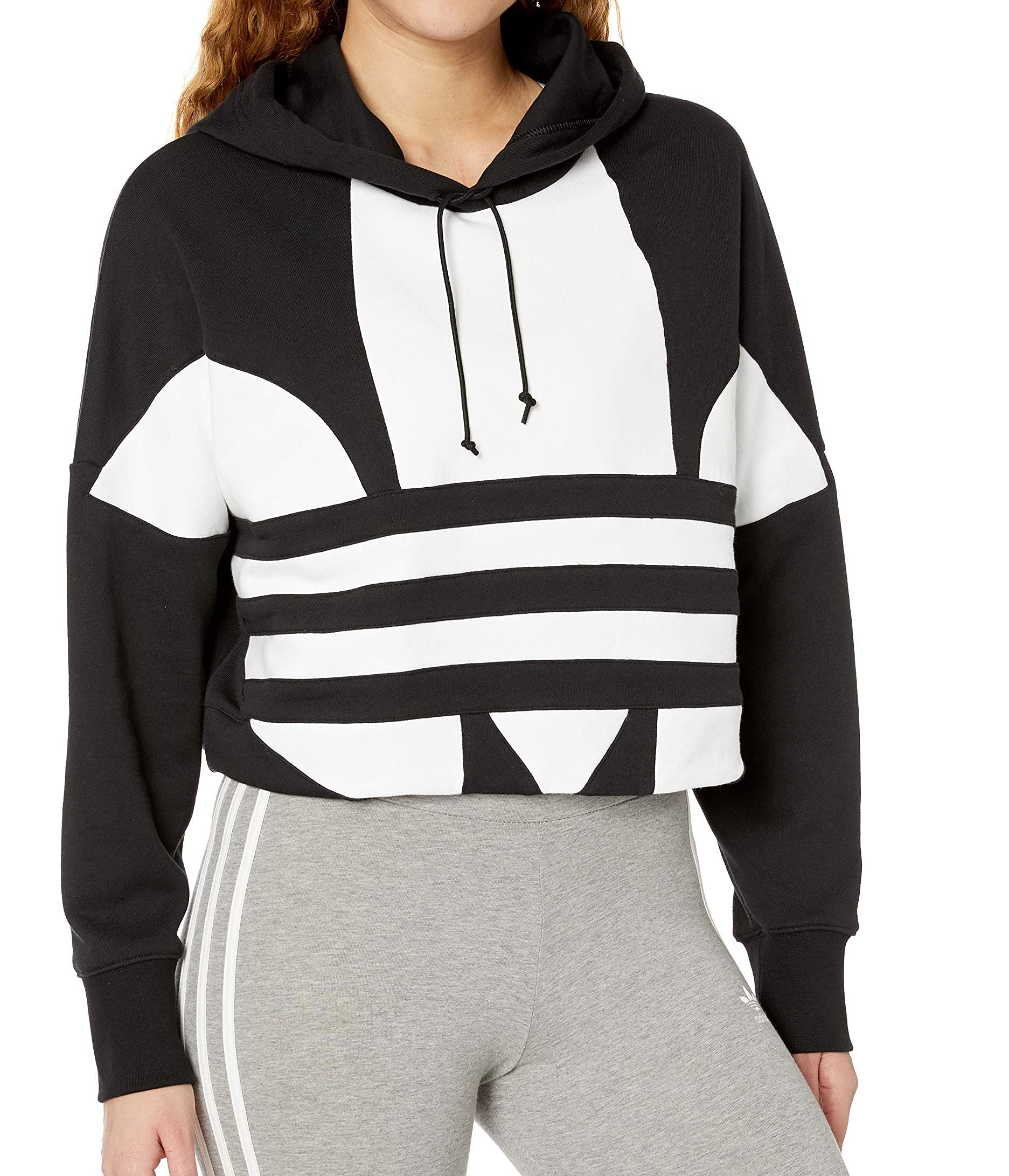 Adidas Originals Women's Large Logo Cropped Hoodie Sweatshirt | Comfortable Streetwear for Casual Outfits & Gym Wear