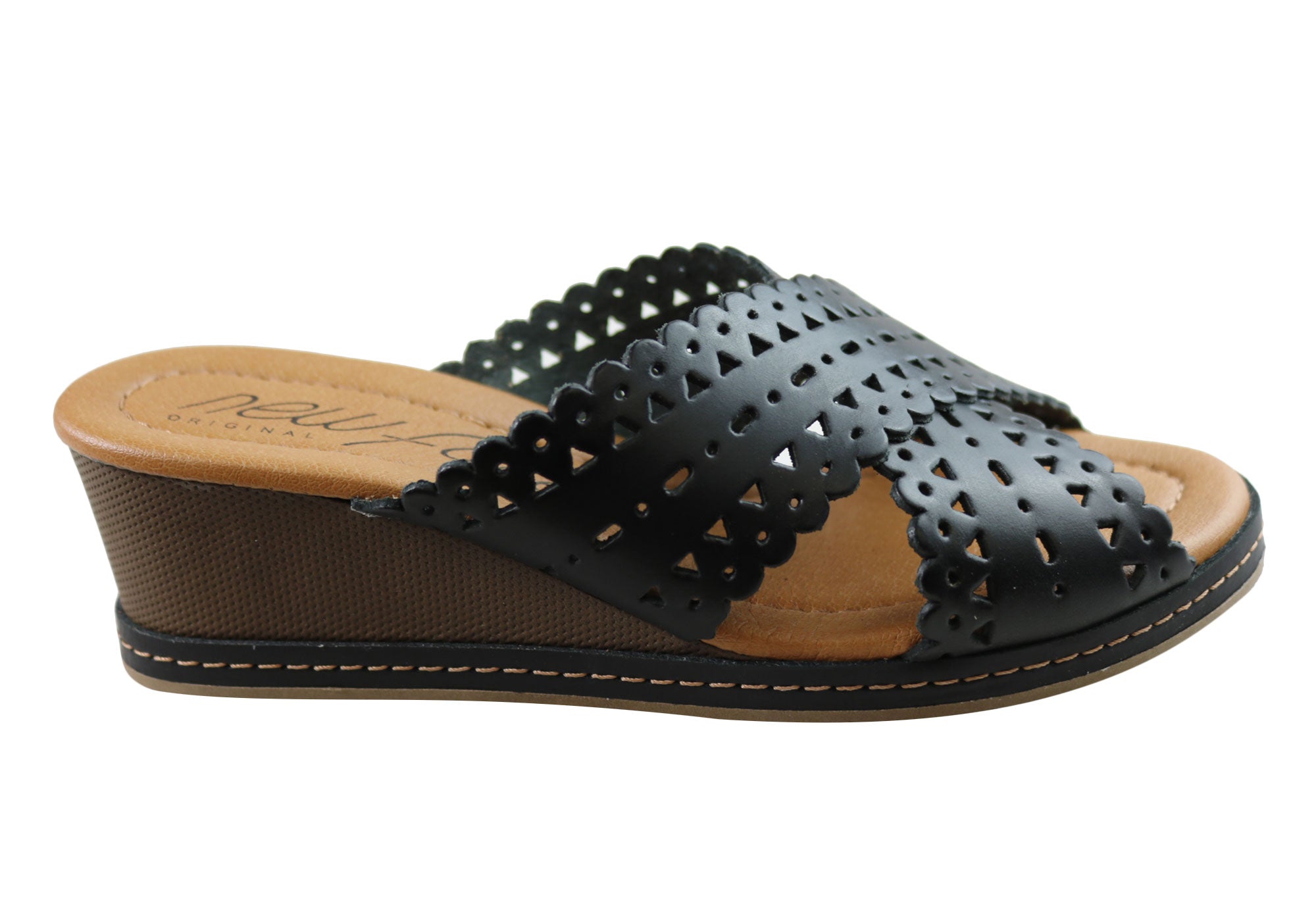 New Tory Women's Leather Wedge Slides Sandals - Comfortable Summer Casual Shoes for Women - Perfect for Beach, Vacation & Everyday Wear