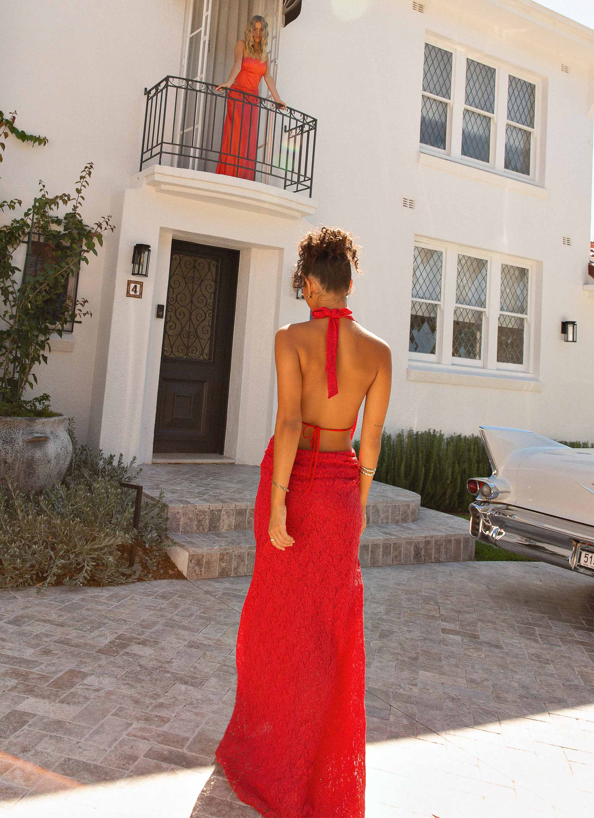 Elegant Red Lace Maxi Dress for Women - Boho Chic Long Flowy Dress for Summer, Beach, Weddings & Special Occasions