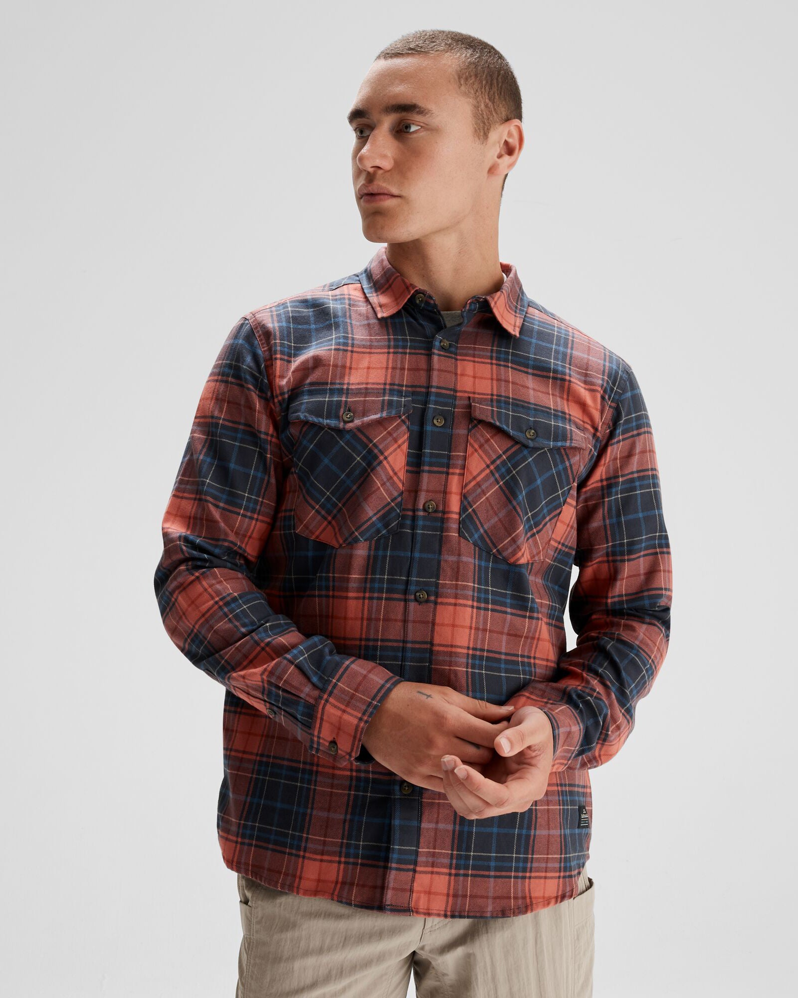 Men's Carrillon HF Long Sleeve Shirt - Hillside Plaid Spicy Chilli Pepper Pattern - Casual & Office Wear - Perfect for Work, Date Night & Outdoor Activities
