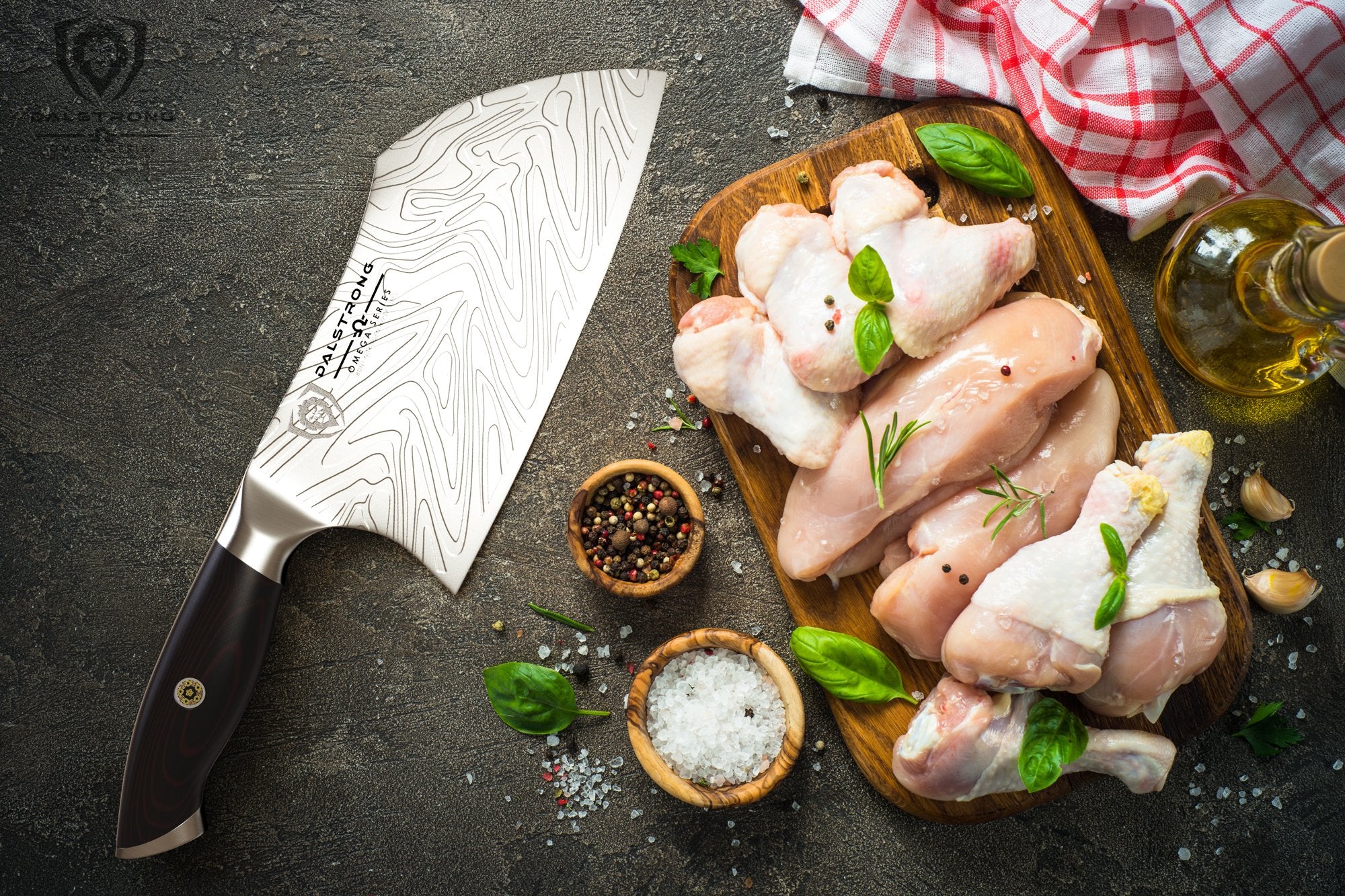 Dalstrong Omega Series 7-Inch Cleaver Knife - High Carbon German Steel, Razor Sharp Blade for Professional Chefs & Home Cooking | Perfect for Meat, Vegetables & Asian Cuisine