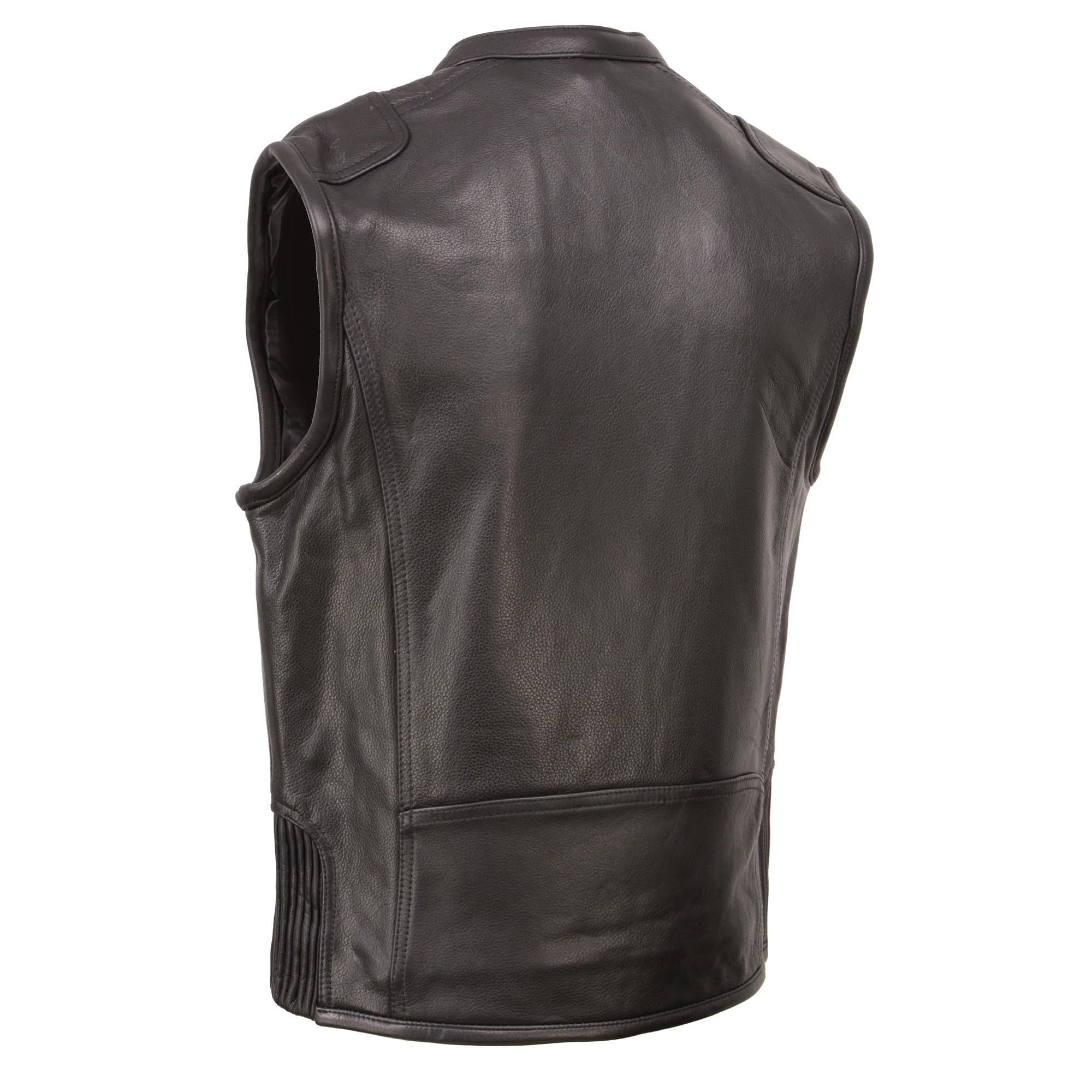 Milwaukee Leather Men's Cool-Tec Black Leather Vest with Zipper Front & Side Stretch Panels - MLM3502 - Perfect for Motorcycle Riding, Outdoor Adventures & Casual Wear