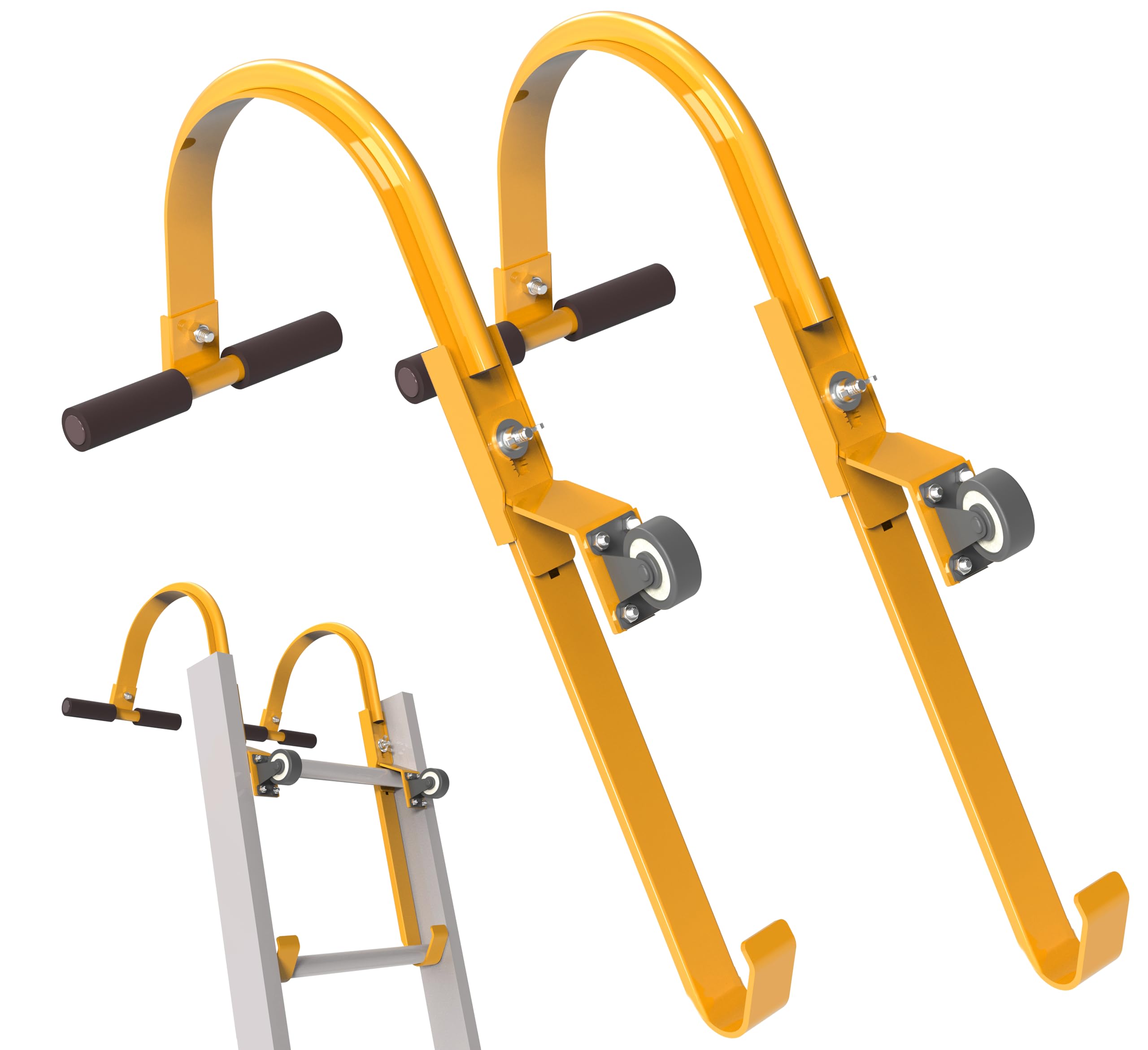 Heavy Duty Ladder Roof Hook with Wheel - Extension Ladder Stabilizer for Steep Roof Access, T-Bar Rubber Grip to Prevent Damage - Perfect for Roofing, Gutter Cleaning & Home Maintenance