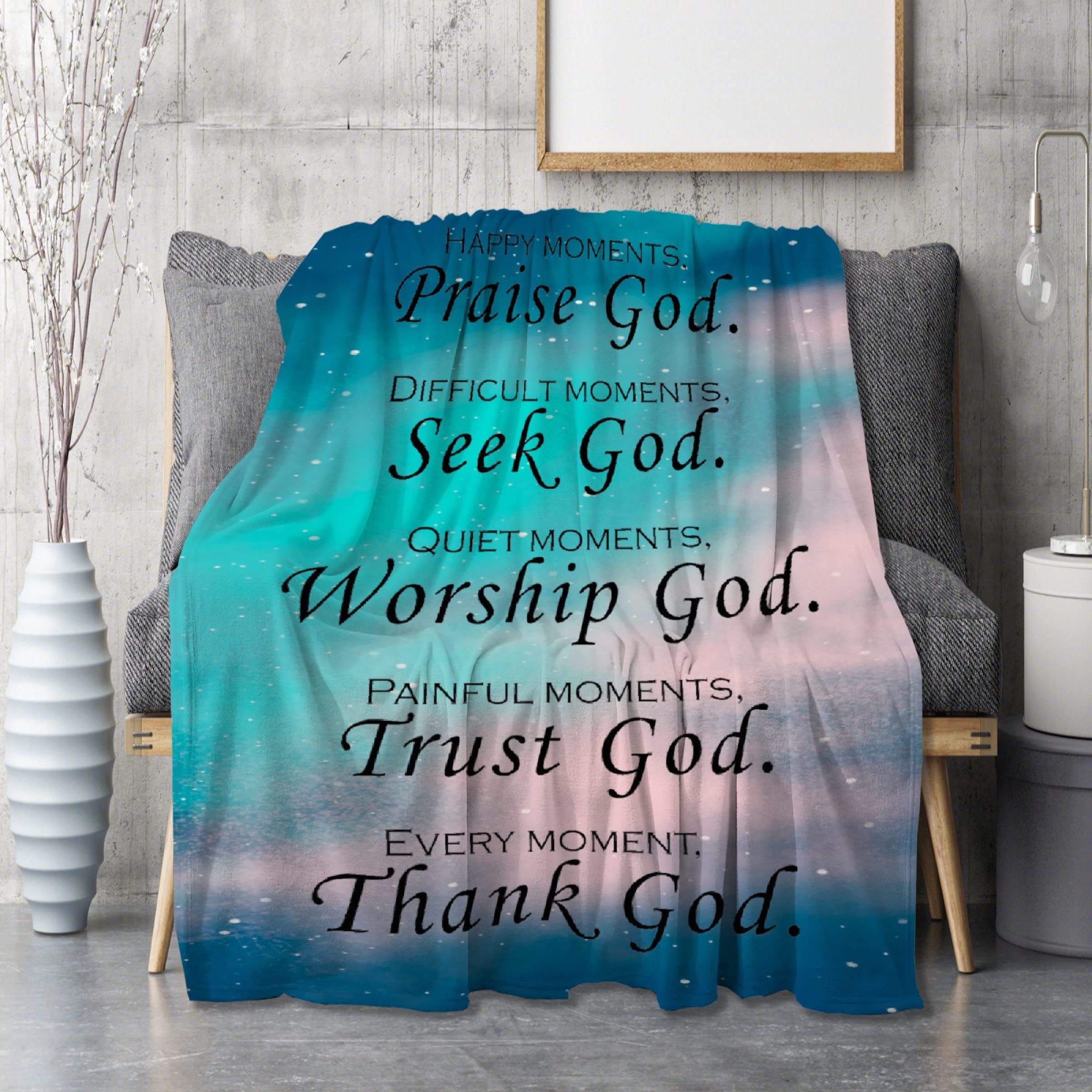 Inspirational Bible Verse Blanket - Soft Warm Quilt for Sofa & Travel - Gift for Family