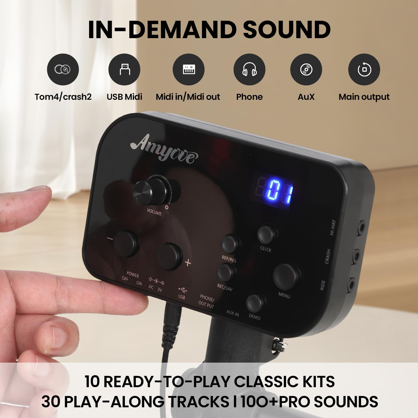Electric Drum Set for Beginners & Kids - 150 Sounds, 4 Quiet Drum Pads, 2 Pedals, Throne & Headphones Included | Perfect for Home Practice, Music Lessons & Silent Playtime