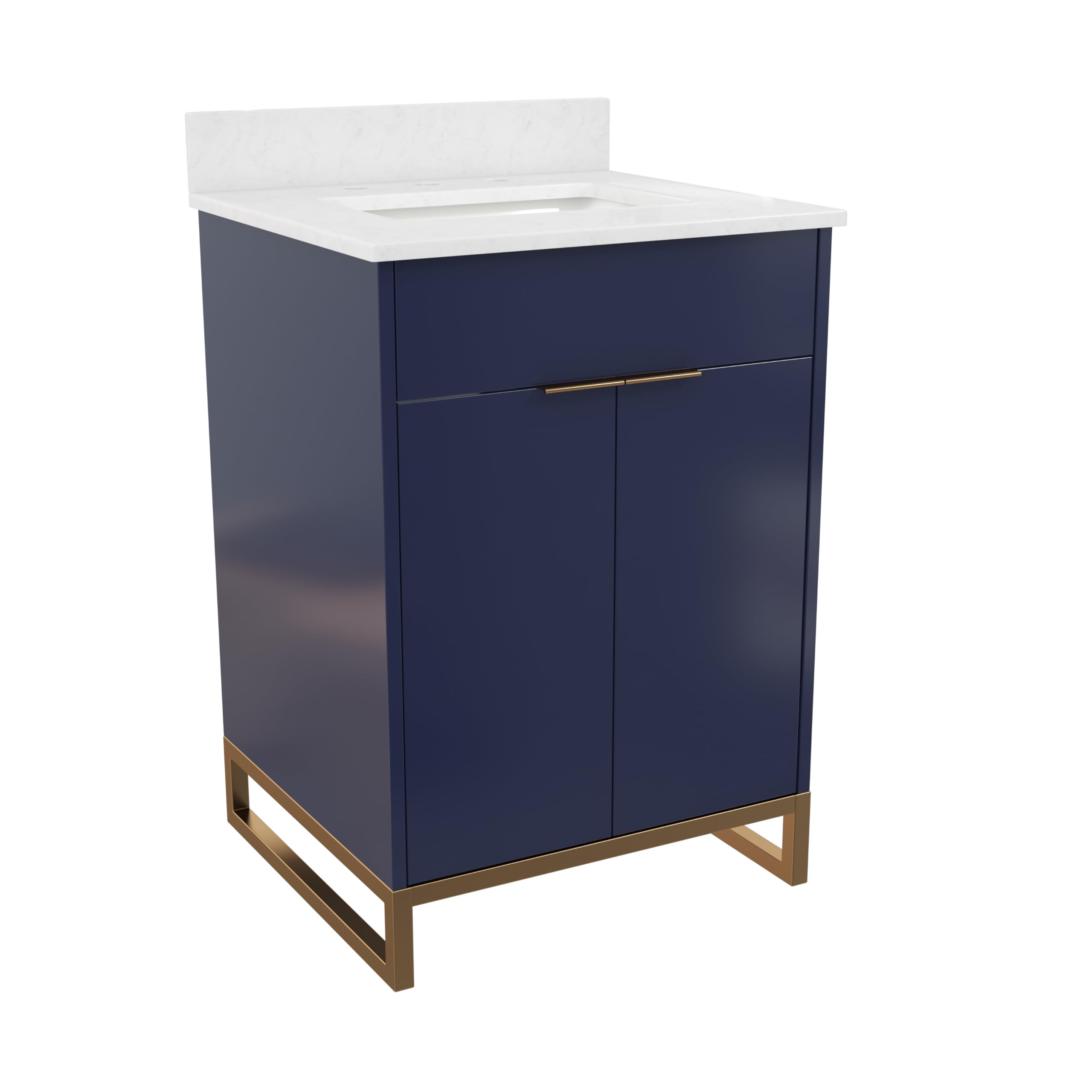 CosmoLiving by Cosmopolitan Leona 24-Inch Navy Blue Bathroom Vanity with Sink - Modern Space-Saving Design for Small Bathrooms & Powder Rooms