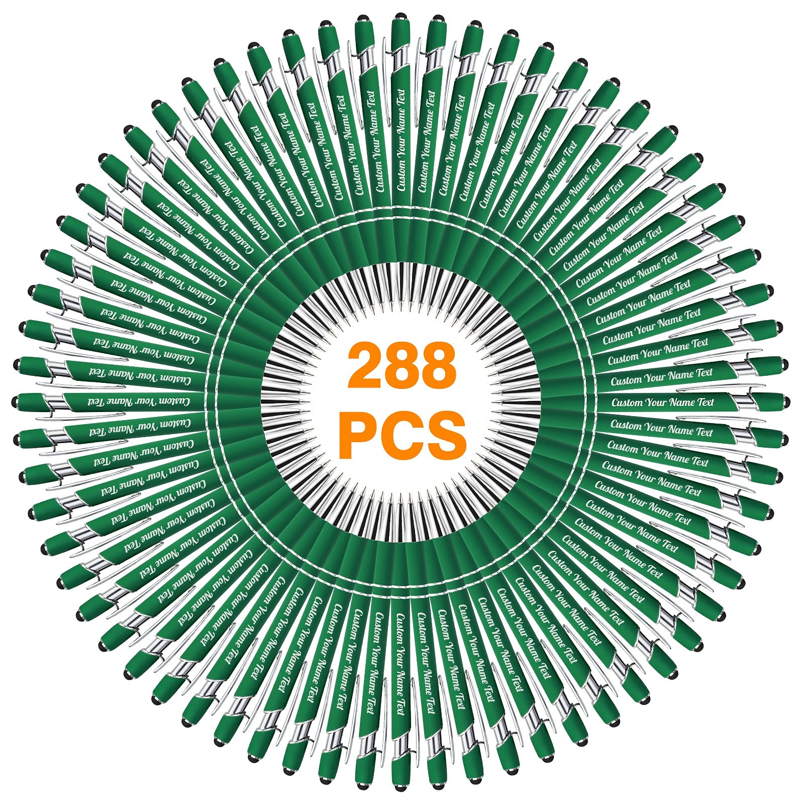 288PCS Personalized Ballpoint Pens Bulk with Free Name Engraving - Custom Logo & Text Message - Stylus Tip - Ideal for Business Gifts, Graduation Favors, Wedding Party Favors, Birthday & Christmas Presents - Black Ink - Perfect for Corporate Events, School Supplies & Special Occasions