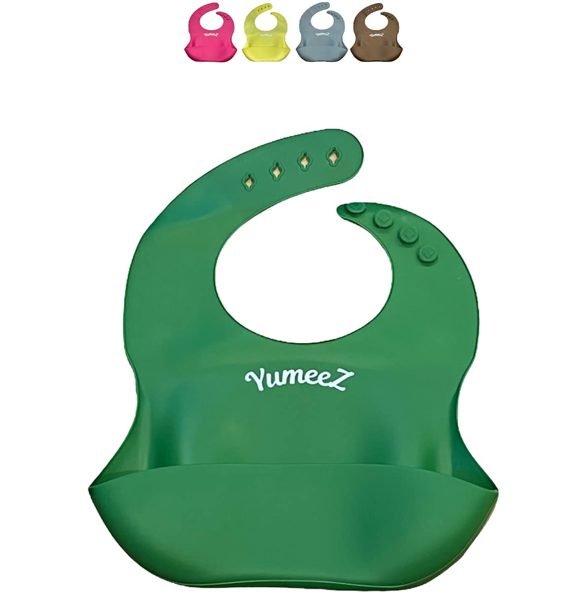 Yumeez Soft Adjustable Silicone Baby Feeding Bibs - BPA Free, Easy Clean, Durable for Mealtime, Travel & Messy Play
