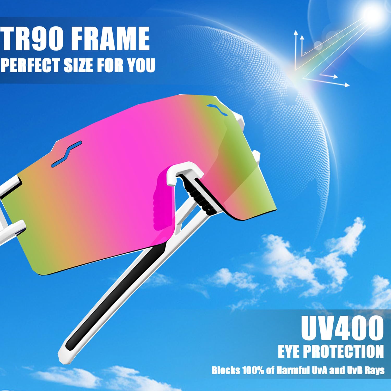 Polarized Sports Sunglasses for Men & Women - UV400 Protection TR90 Frame Baseball Running Cycling Glasses - Perfect for Outdoor Activities, Driving, Fishing, and Hiking