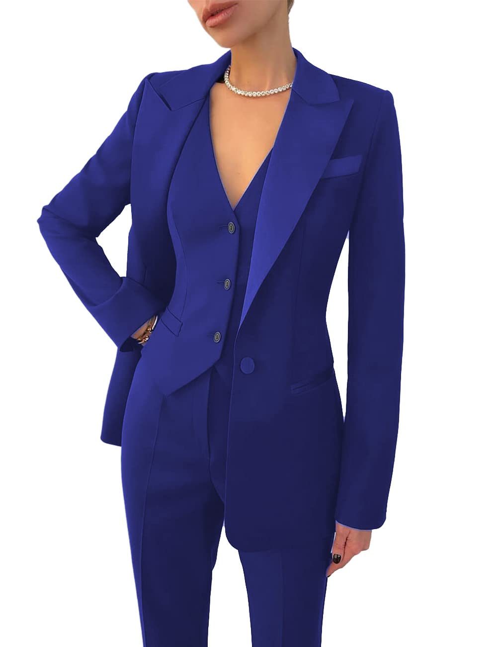Lunaapparelalin Women's 3 Piece Suit Set - Long Sleeve Blazer & Adjustable Waist Pants for Business Office Work (Red, Size 18) | Professional Outfit for Interviews, Meetings & Formal Events