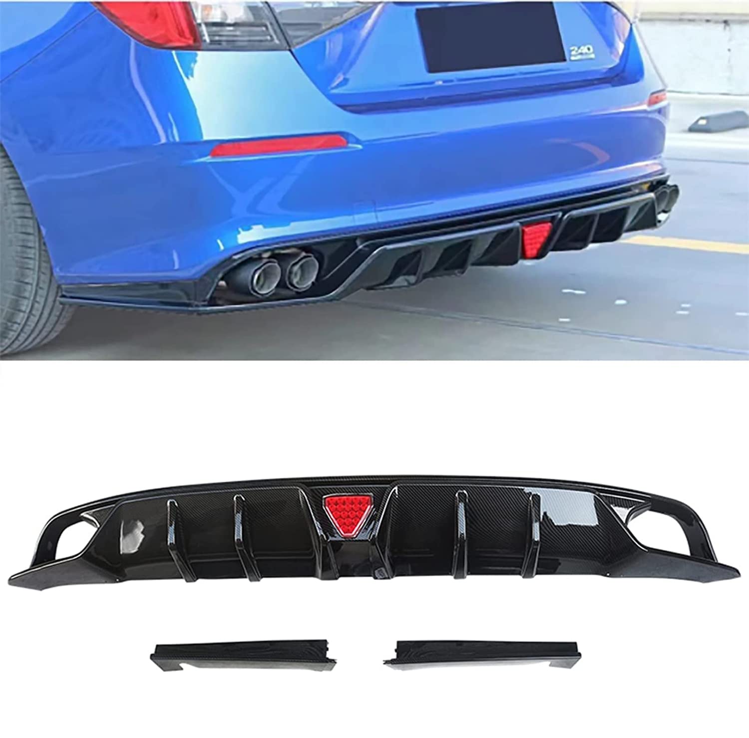 YOUNGERCAR Carbon Fiber Rear Bumper Diffuser for 2022-2023 Honda Civic 11th Gen Sedan | Lower Spoiler Lip Splitter Body Kit | Enhances Sporty Look & Aerodynamics