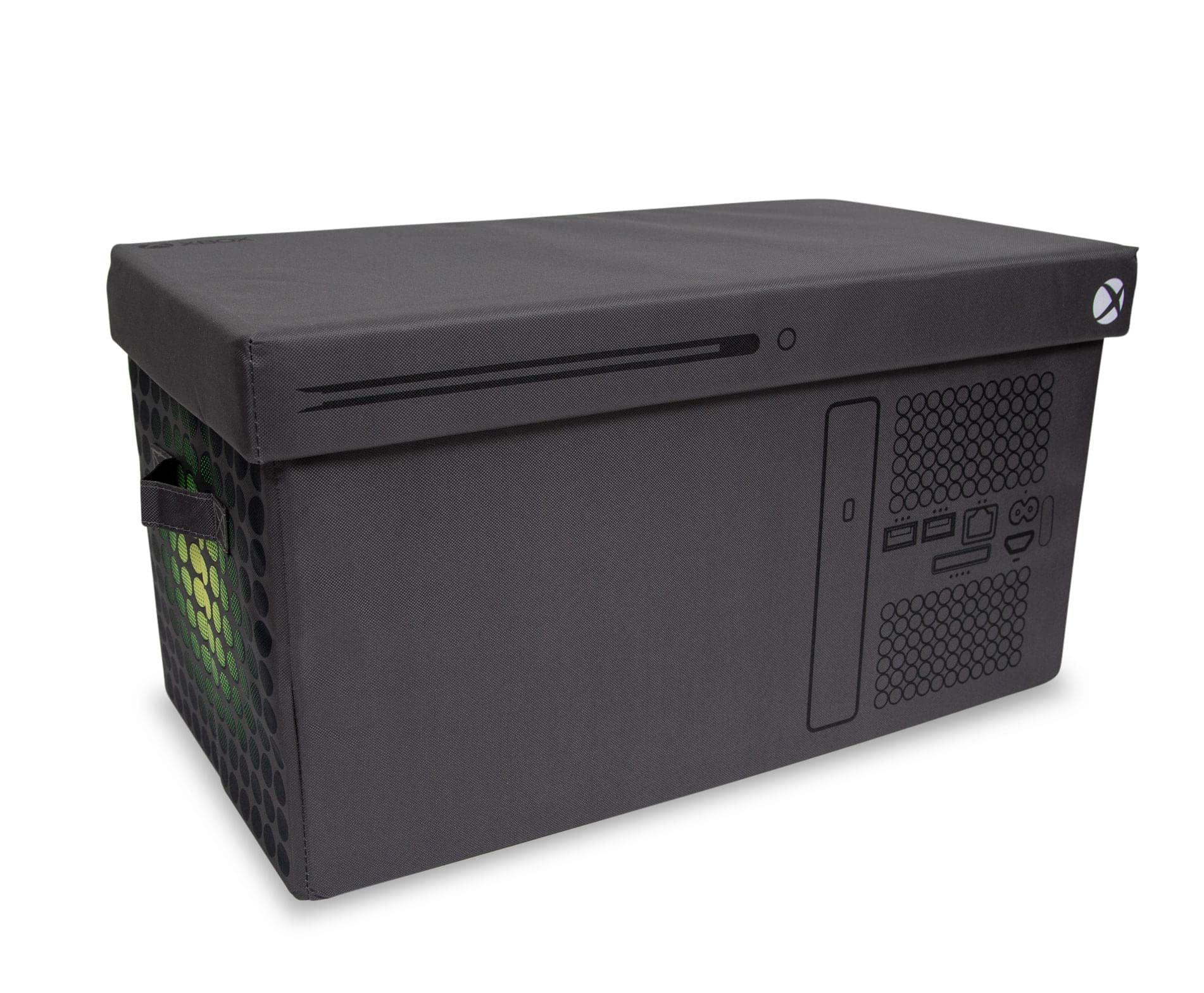 Ukonic Collapsible Storage Bin with Lid for Xbox Series X - 24 x 12 Inch Fabric Basket Organizer with Handles | Perfect for Video Game Room, Closet Organization & Collectibles Storage | Great Gaming Gift for Xbox Fans