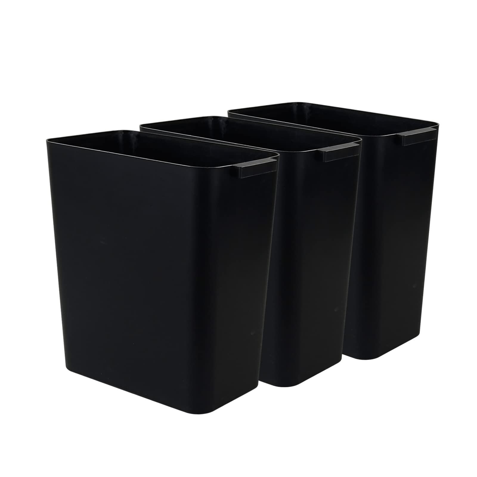 3-Pack Black 4.5 Gallon Trash Can Wastebasket with Lid, Heavy Duty Garbage Bin for Kitchen, Bathroom & Office - Odor Control & Space Saving Solution