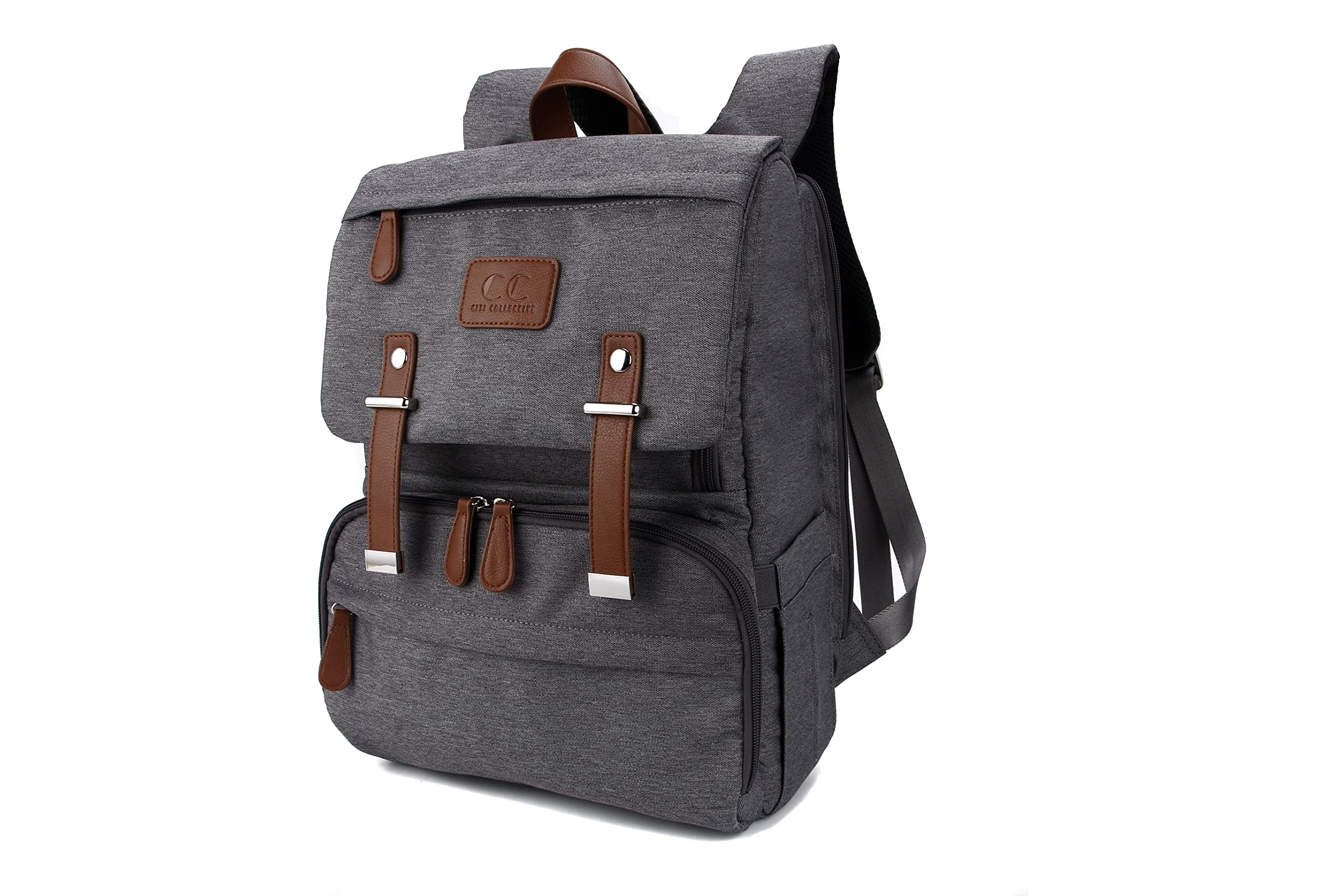 Premium Vegan Leather Diaper Bag Backpack - Nomad Grey by Citi Collective | Spacious Compact Design with Insulated Pockets & Stroller Clips | Perfect for Travel, Parenting & On-the-Go Families