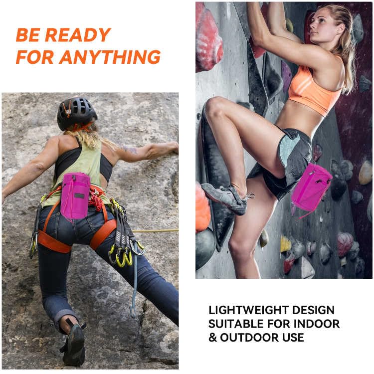 Premium Rock Climbing Chalk Bag with 2 Large Zippered Pockets - Durable Bouldering Chalk Bucket for Indoor & Outdoor Climbing Gyms