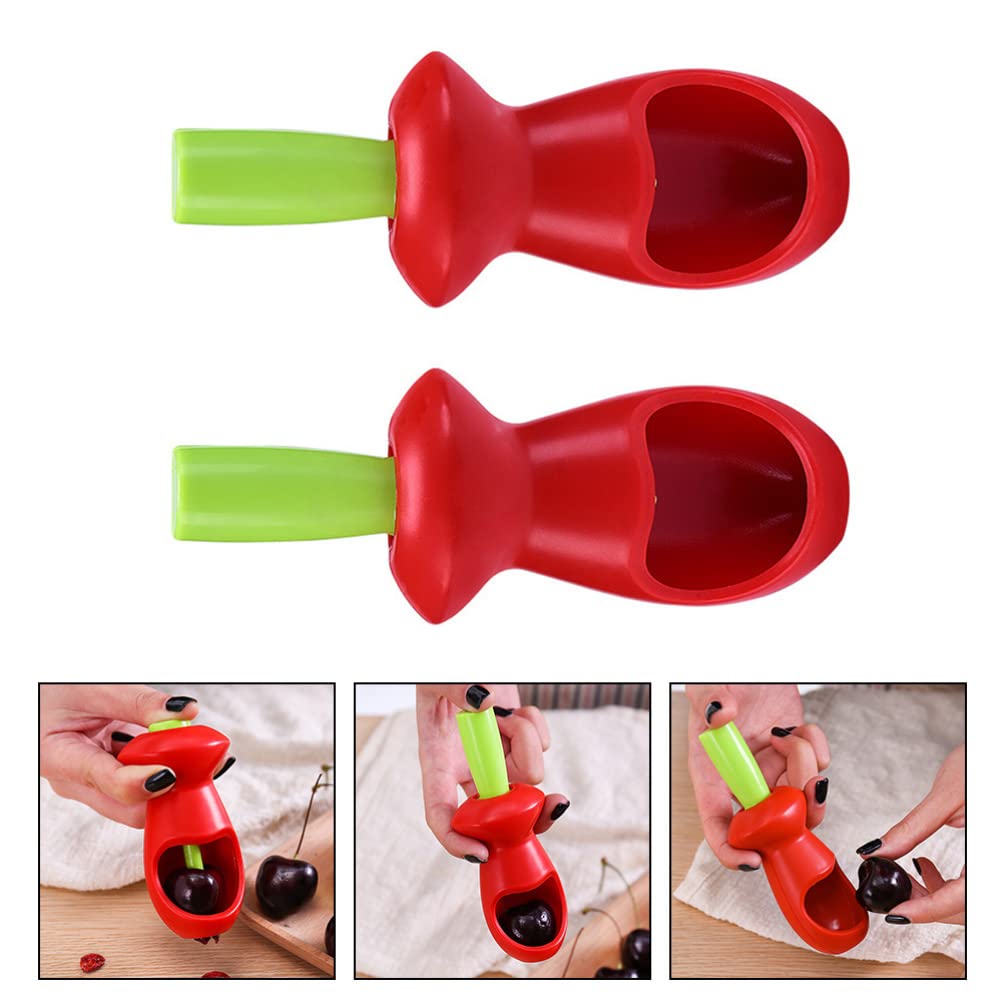 Hemoton 2-Pack Cherry Pitter and Fruit Core Remover - Handheld Stainless Steel Cherry Pitter Tool for Cherries, Olives, Grapes & Dates - Perfect for Baking, Jam Making and Fruit Salad Prep