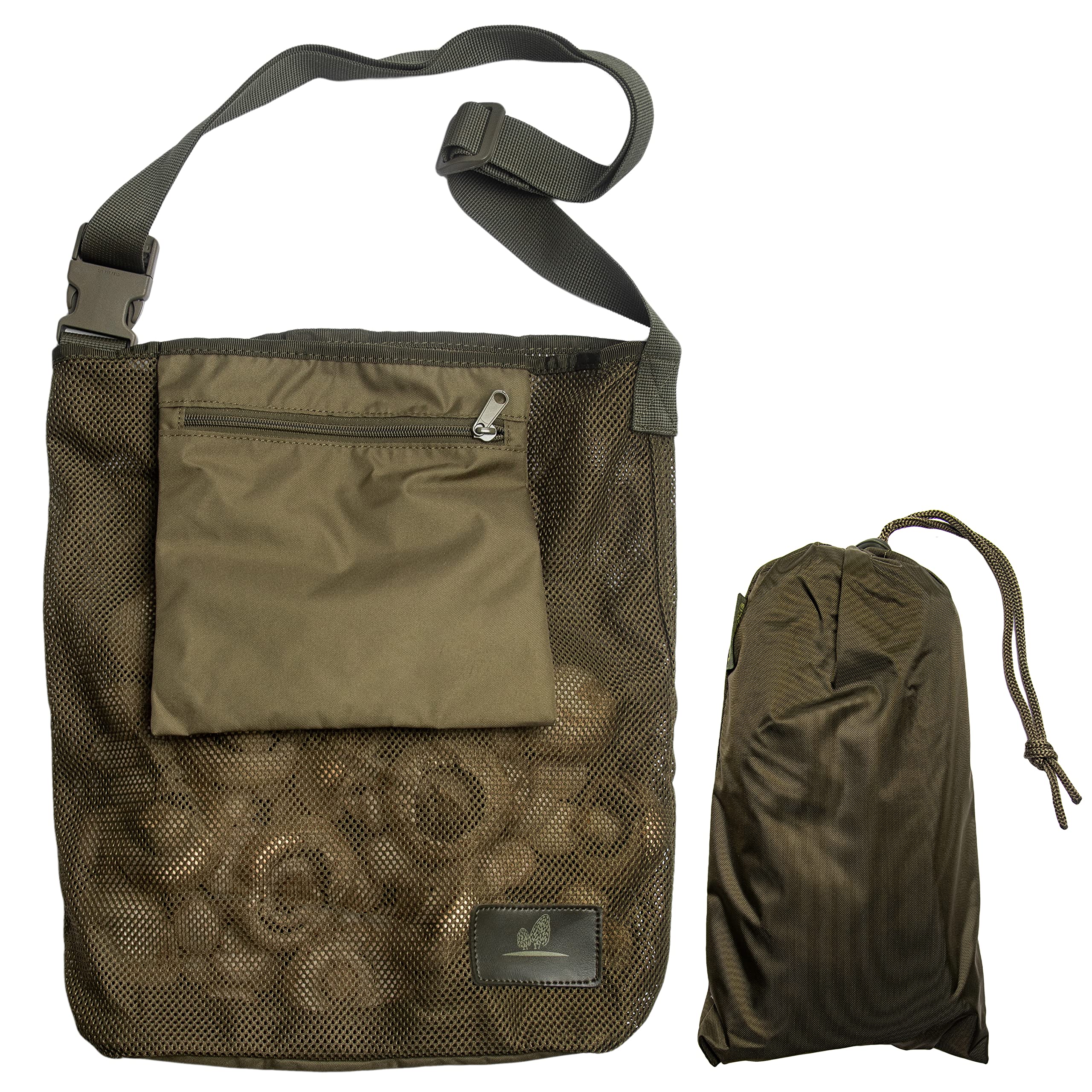 Durable Mesh Harvest Bag for Fruit Picking, Vegetable Gathering & Mushroom Hunting - Reusable Khaki Garden Bag with Pocket for Apples, Berries, Morels - Perfect for Farmers Market, Beach Trips & Outdoor Adventures