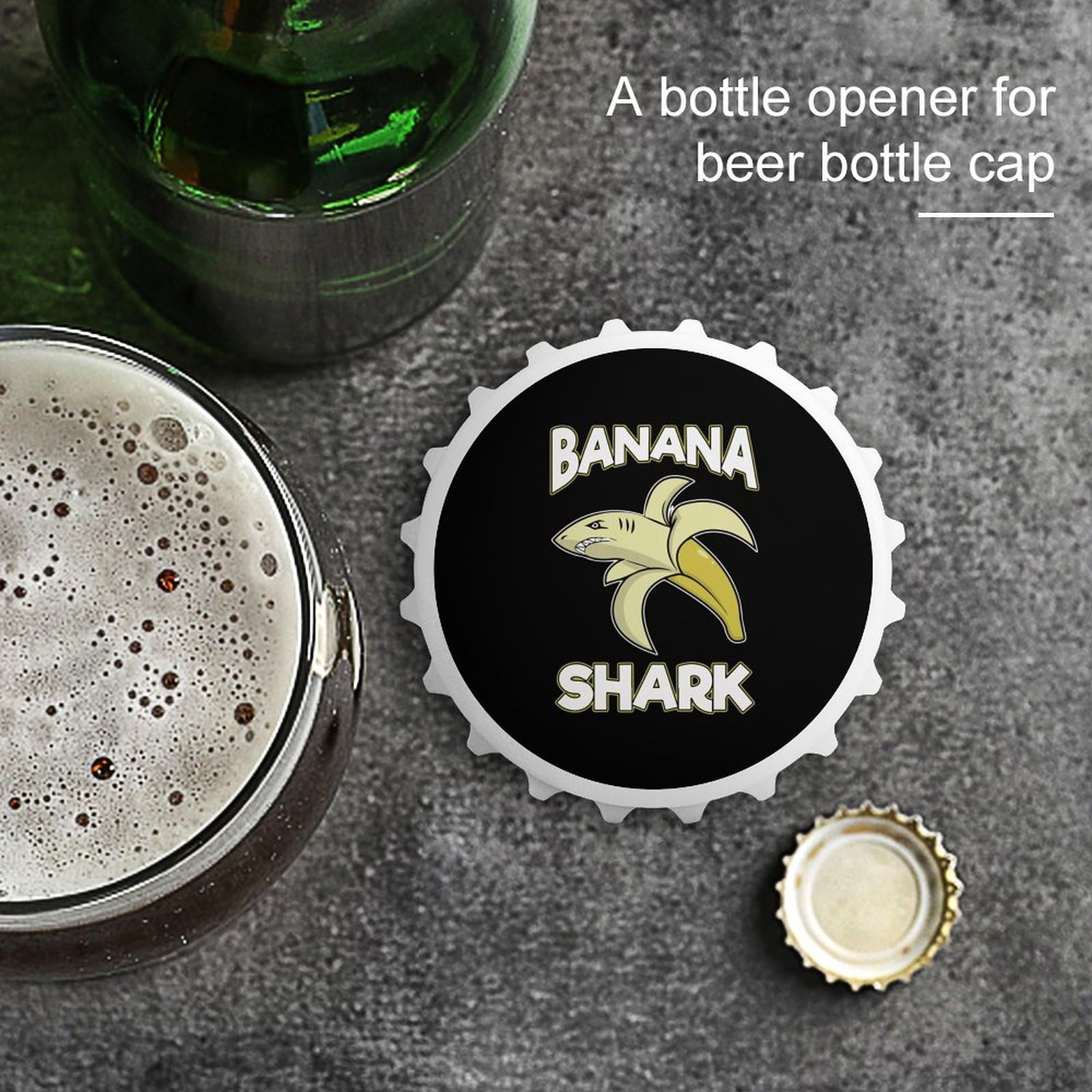 Banana Shark 2-in-1 Bottle Opener & Fridge Magnet - Funny Kitchen Accessory for Beer Bottles, Refrigerator Decoration & Wall Mount Opener - Perfect Gift for Home, Bar, Party & Outdoor Use