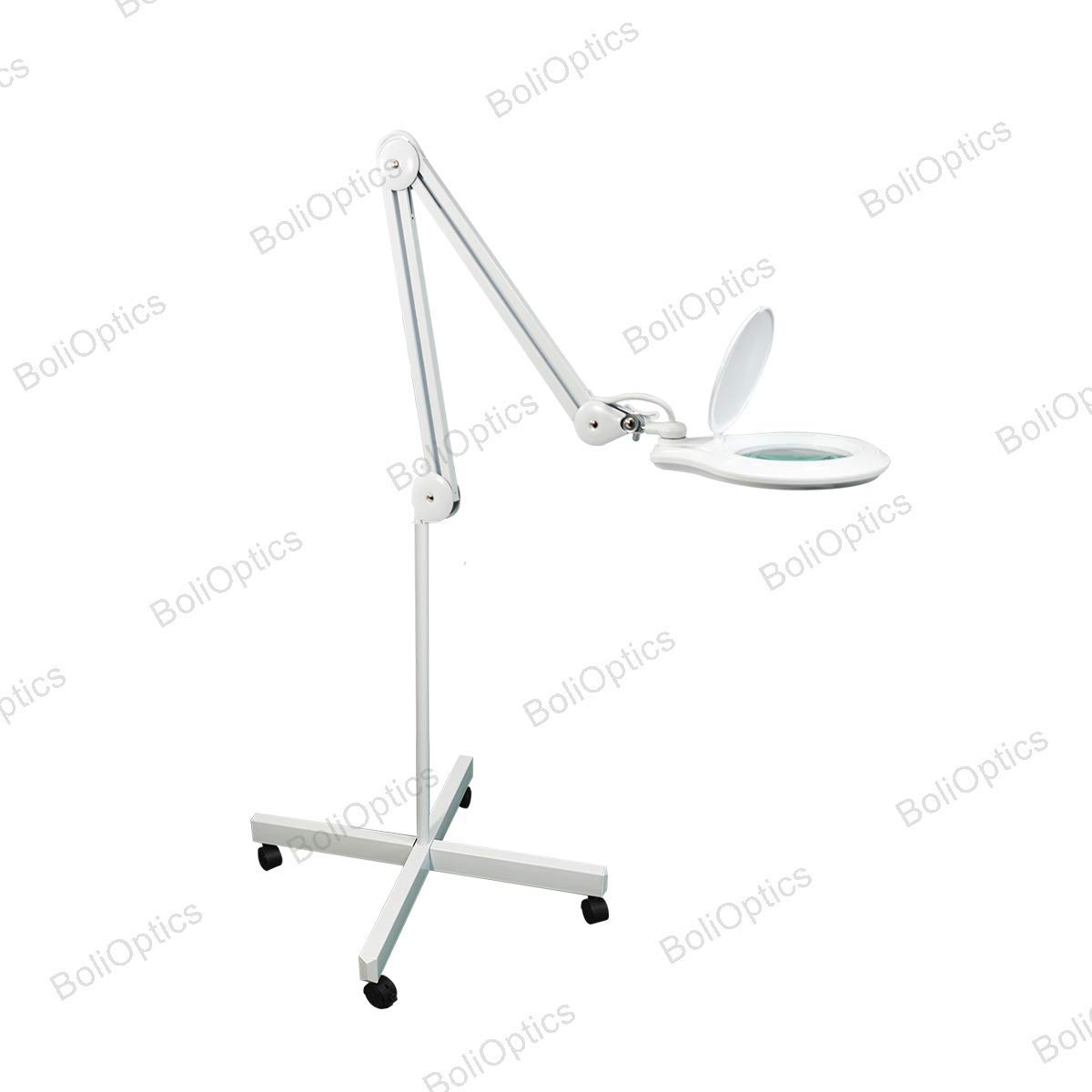 BoliOptics Professional LED Magnifying Lamp with Glass Lens - 5 Diopter, Dimmable 1200 Lumens, 5600K-6000K Daylight, 60 SMD LEDs on Rolling Floor Stand - Perfect for Jewelry Making, Watch Repair, Crafts & Reading