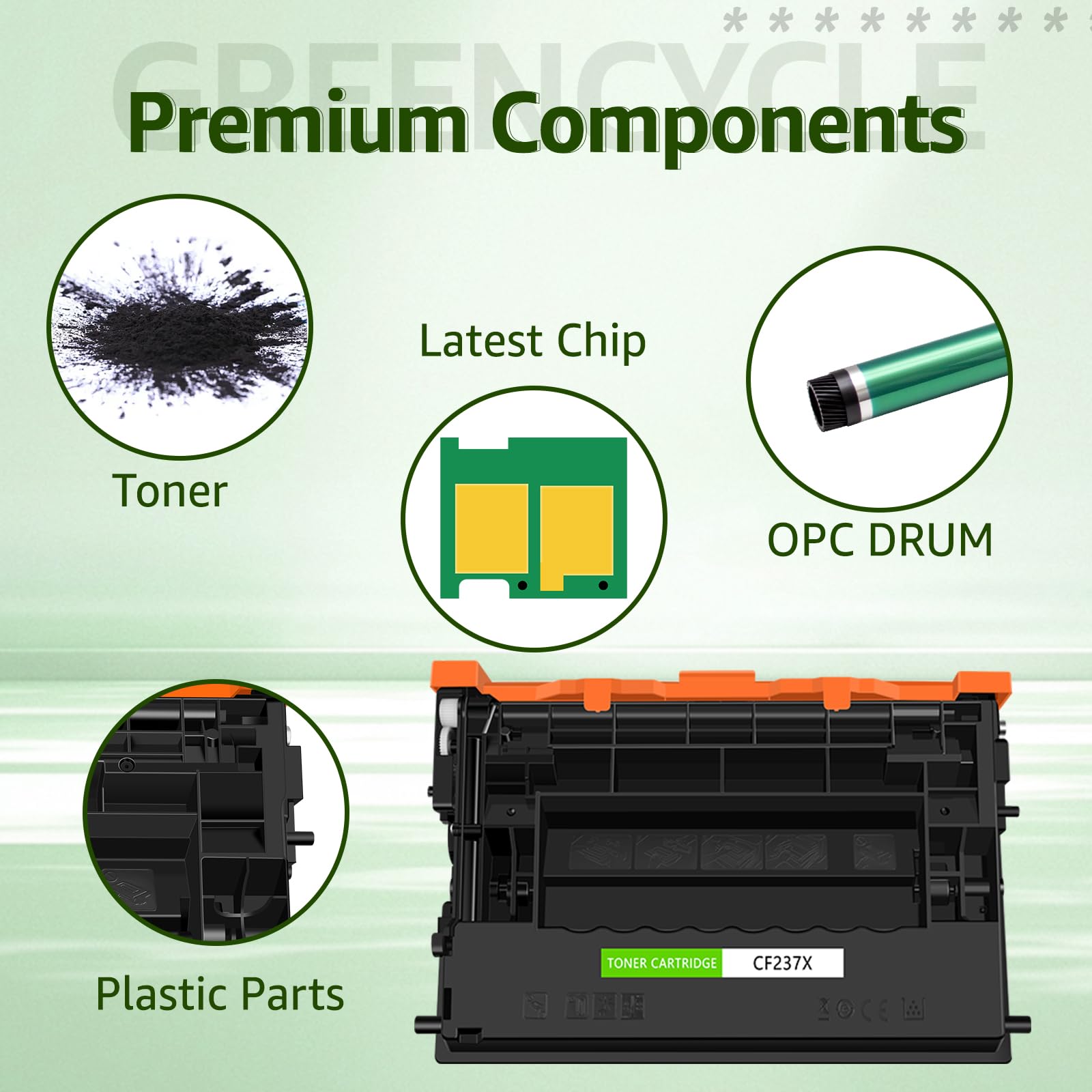Greencycle Compatible Toner Cartridge Replacement for HP 37X/CF237X/37A/CF237A - Works with HP Enterprise M608/M609/M608n/M608dn/M608x/M609x/MFP M631/M632/M633 Printers - High-Yield Black Toner (1-Pack) - Perfect for Office Printing & High-Volume Document Needs