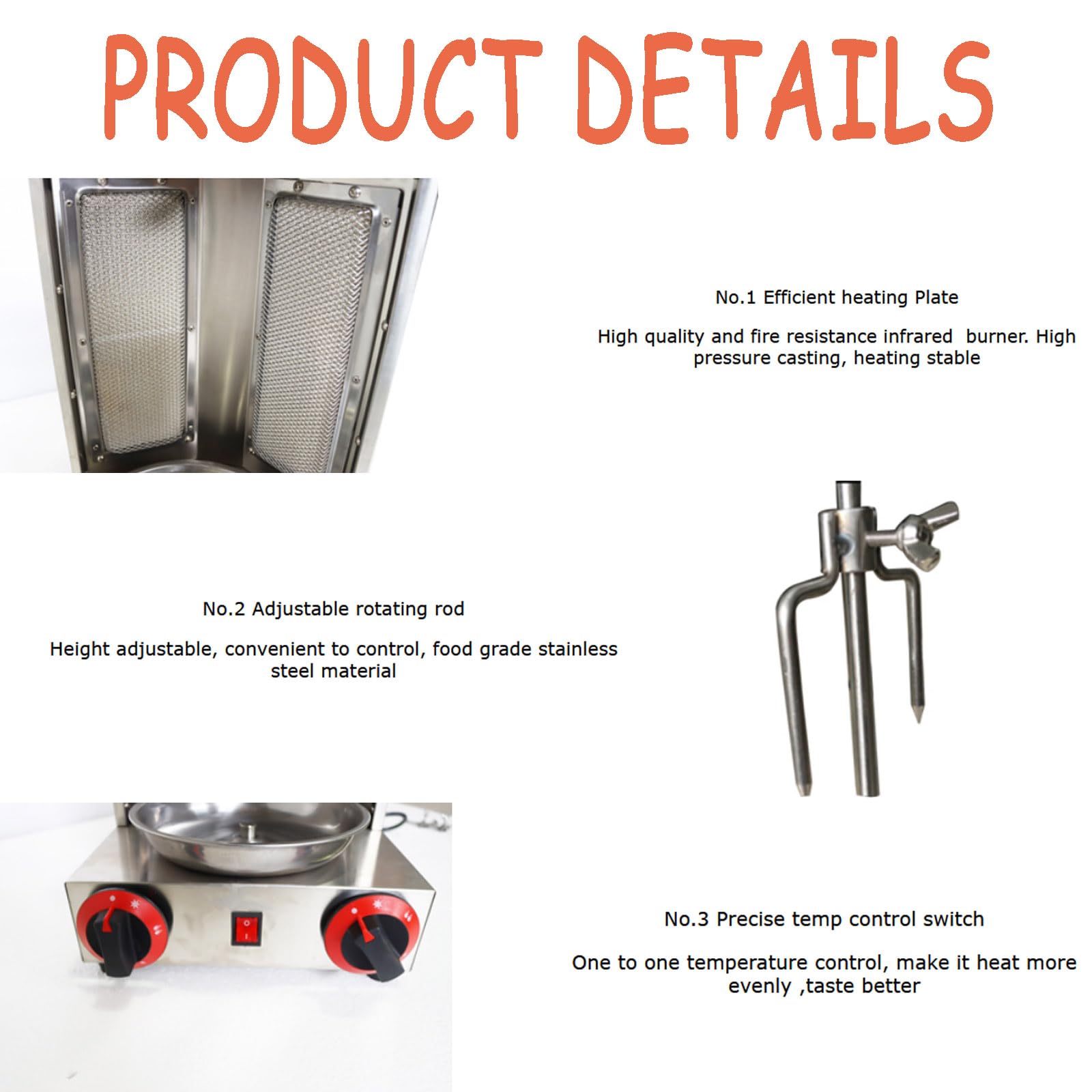 Vertical Rotating Doner Kebab Machine - 2 Burner LP Gas Shawarma Grill for Gyro, Kebabs & More | Commercial & Home Use for Restaurants, Food Trucks & Outdoor Parties