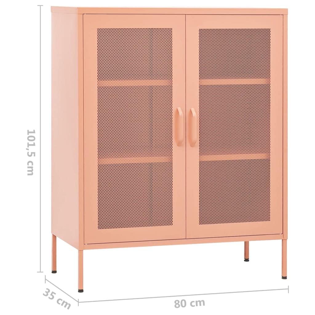 vidaXL Pink Steel Storage Cabinet with Shelves - Industrial Style File Cabinet for Hallway, Entryway & Living Room Organization | Home Office & Classroom Storage Solution