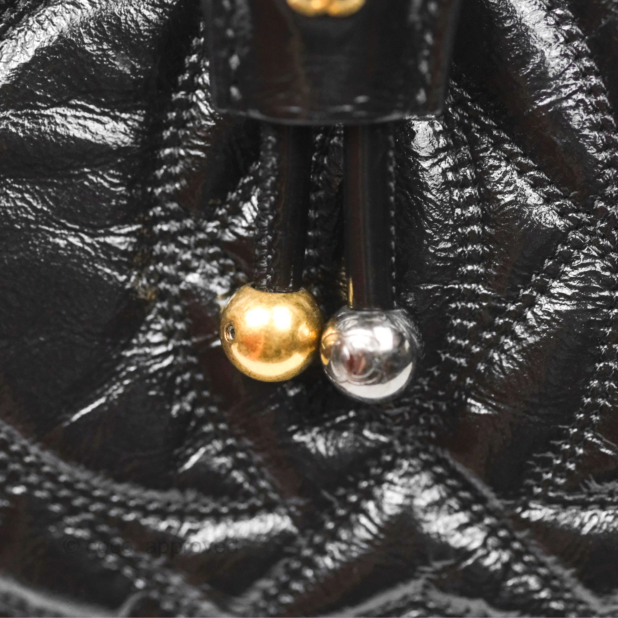Chanel CC Drawstring Bucket Bag in Black Shiny Aged Calfskin Leather - Luxury Crossbody Purse for Women, Perfect for Date Night & Travel Accessories