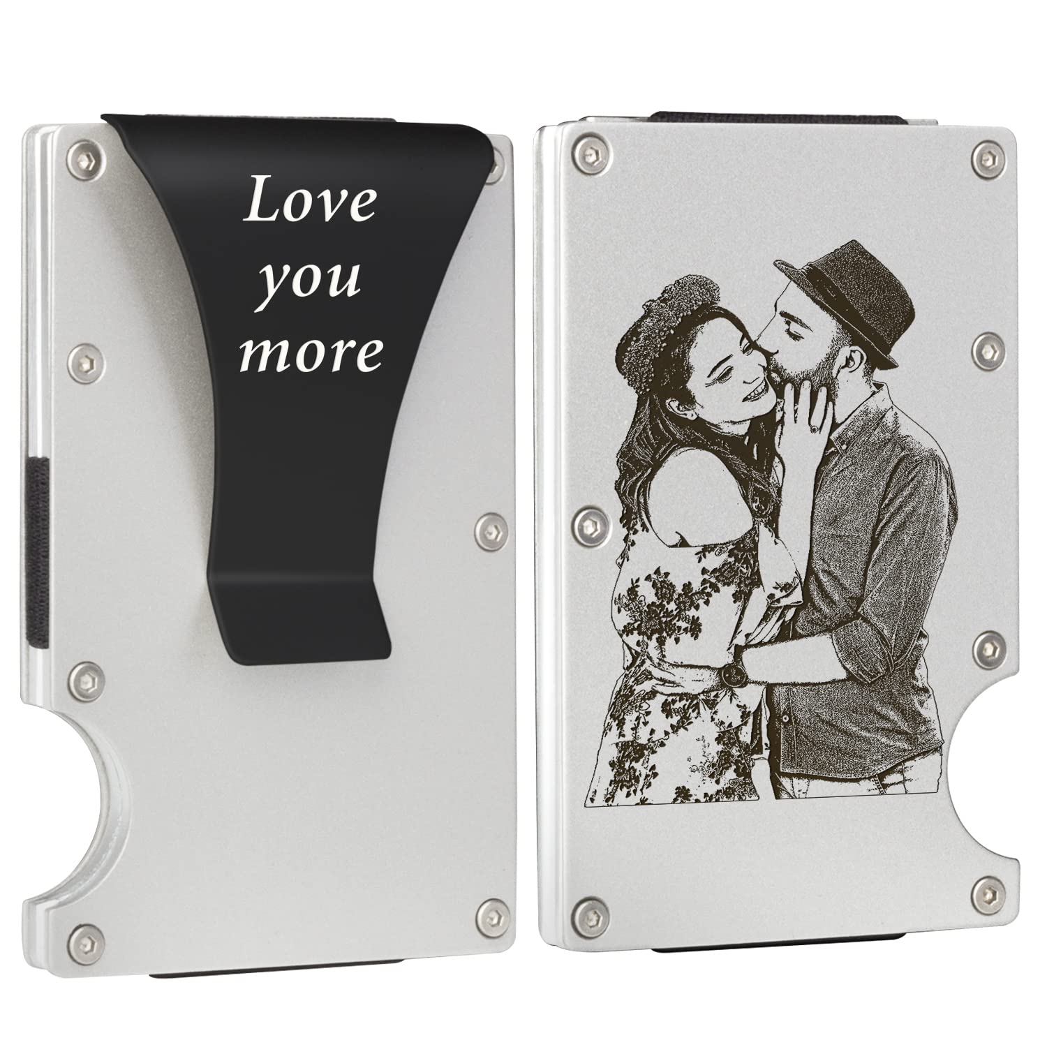 Custom Photo Wallet for Men - Personalized Engraved Aluminum Card Holder & Money Clip - Unique Gift for Husband, Boyfriend, Dad, Son - Perfect for Birthday, Anniversary, Father's Day & Groomsmen Gifts - Ideal for Everyday Carry, Travel & Special Occasions