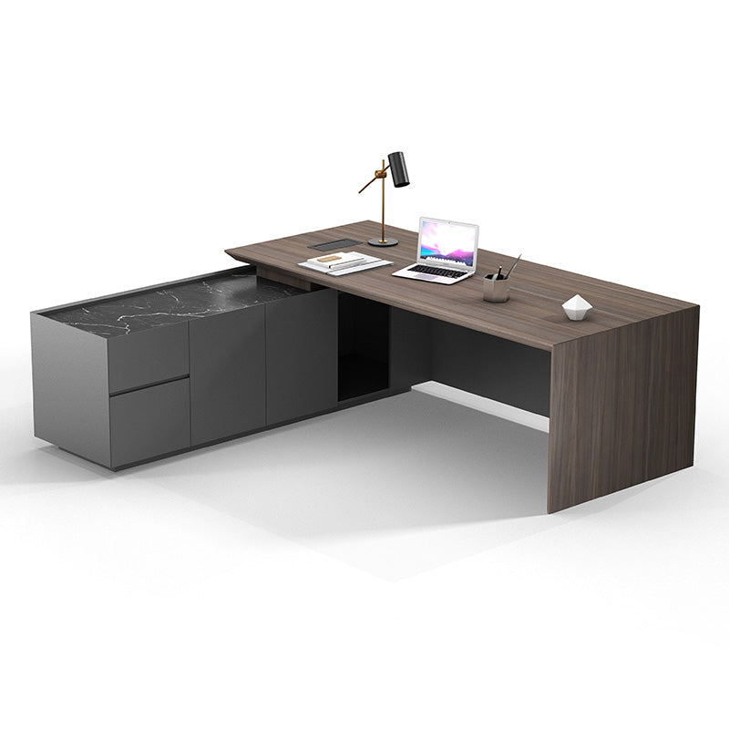 ARMANDO Executive Desk 220cm with Left Return in Hazelnut & Grey - Premium Office Furniture for Home & Business Workspaces