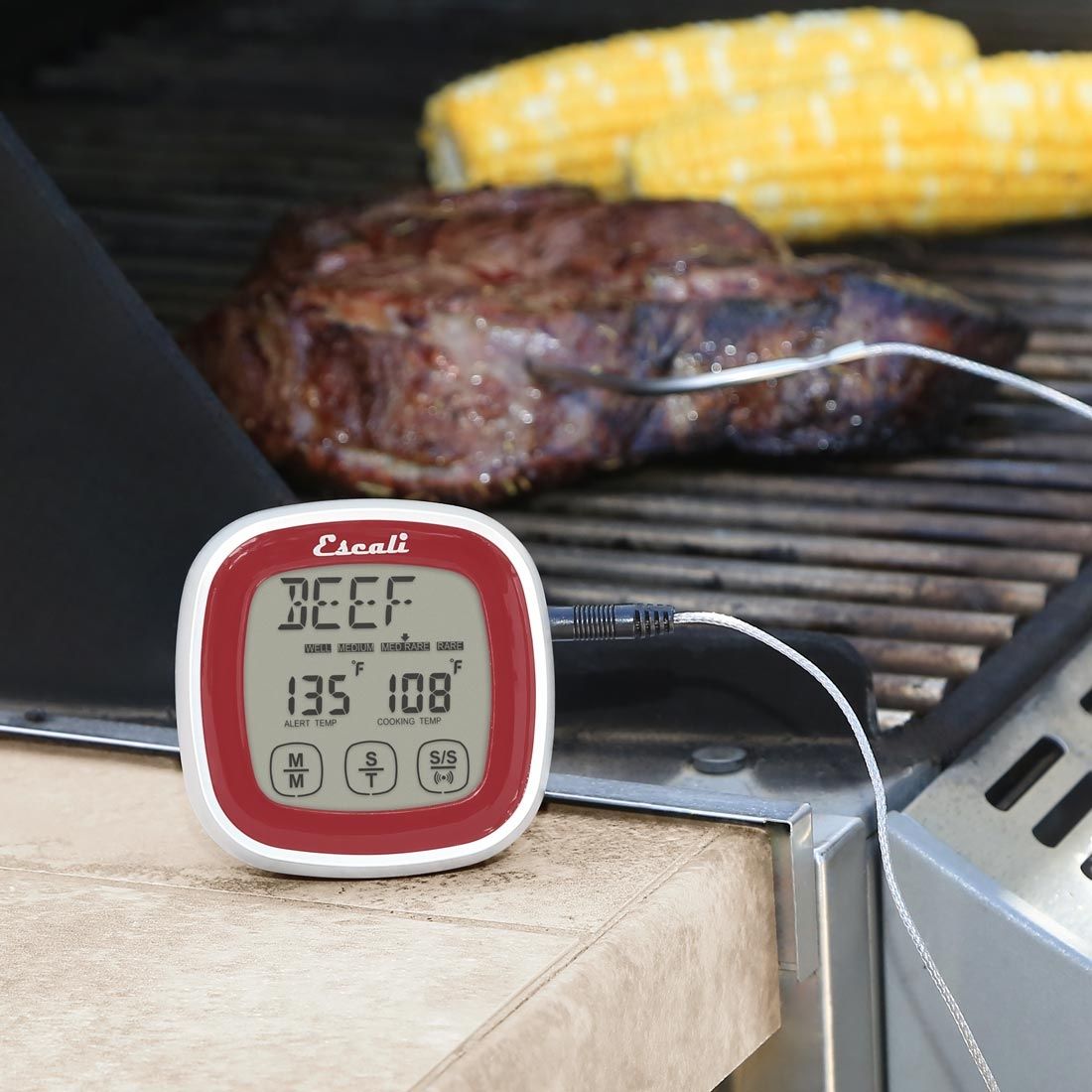 Digital Touch Screen Thermometer & Timer for Cooking, Baking, BBQ - Instant Read Kitchen Thermometer with Backlit Display for Meat, Candy, Liquids