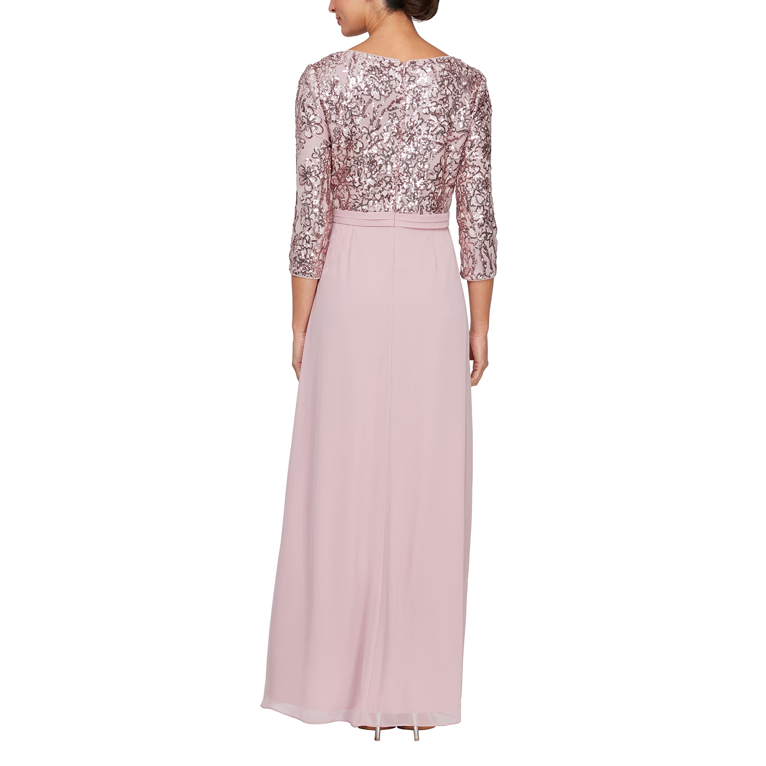 Alex Evenings Women's Long Lace Top Empire Waist Dress - Elegant Formal Gown for Weddings, Prom & Evening Events