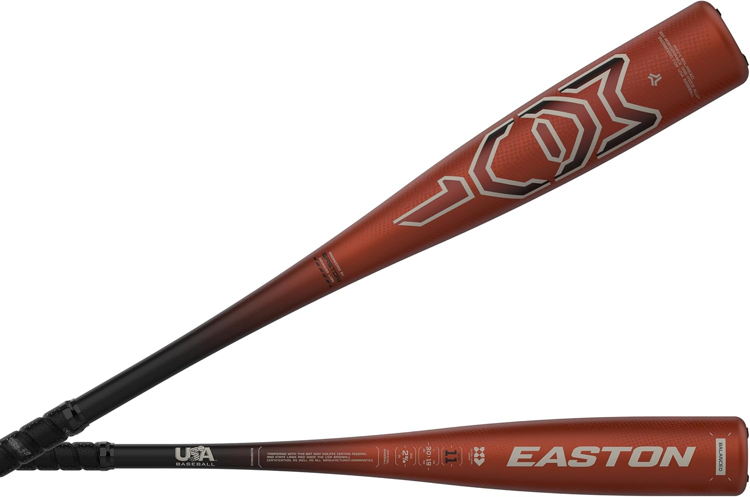2025 Easton MAV1 T-Ball Baseball Bat - 2 5/8'' One-Piece Alloy (Brown/Black) - Youth T-Ball Bat for Beginners & Training | Perfect for Little League Practice & Baseball Gifts