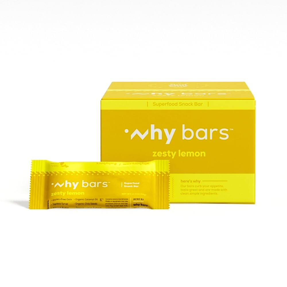 Zesty Lemon Protein Bars - Pack of 12 (2.04 oz Each) | Gluten Free, Non-GMO, Organic, Vegan Superfood Snacks with Simple Ingredients - Perfect for Gym Workouts, Hiking & Healthy On-the-Go Nutrition