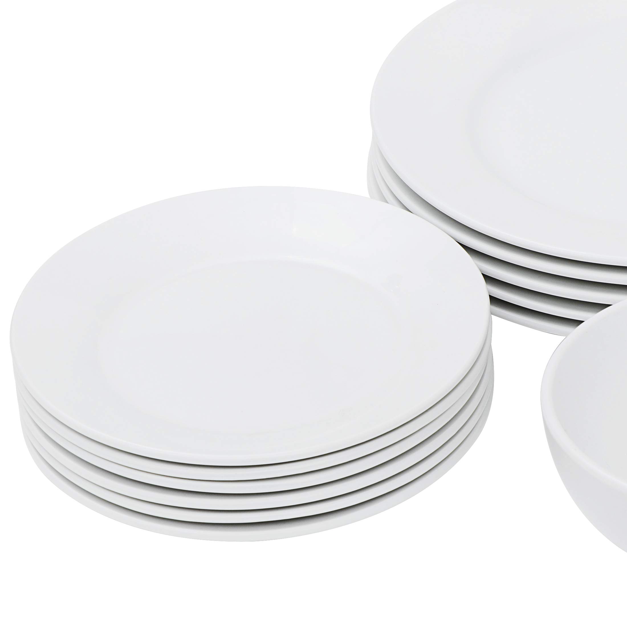 18-Piece White Porcelain Dinnerware Set - Round Plates, Bowls & Serving Dishes for 6 | Elegant Table Setting for Family Dinners, Holiday Entertaining & Restaurant Use