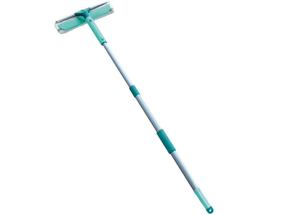 Leifheit 2-in-1 Extendable Window Cleaner with Telescopic Handle - Perfect for Indoor & Outdoor Glass Cleaning, Car Windows, and Shower Doors