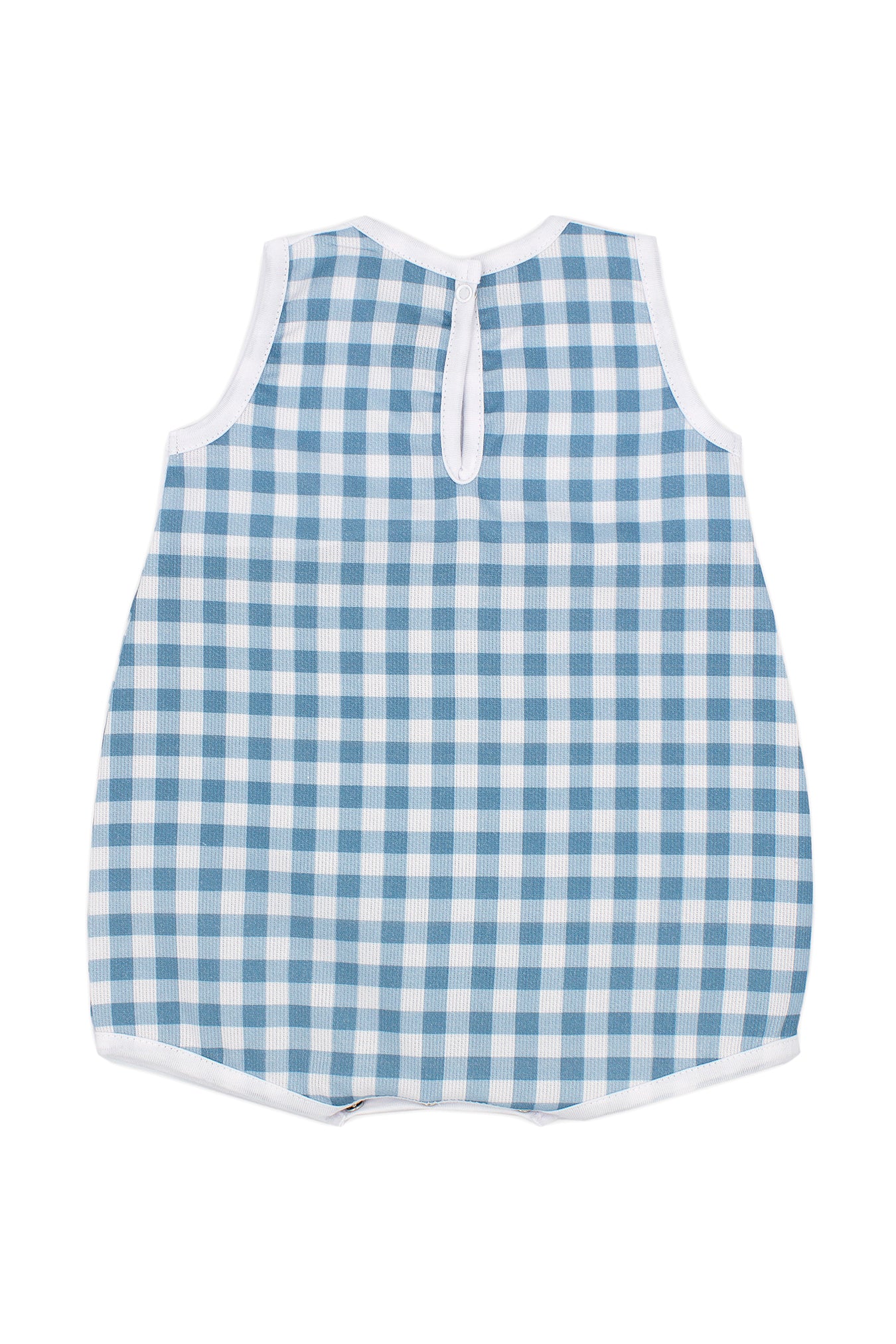 Stanley Teal Gingham Romper - Soft Cotton Baby Jumpsuit with Snap Buttons | Perfect for Newborn Photoshoots, Family Outings & Playtime