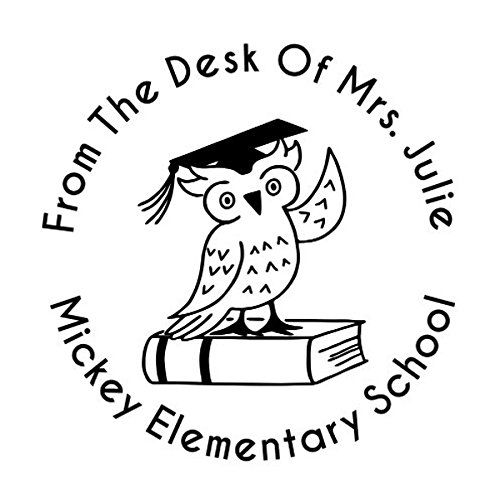 Custom Self-Inking Teacher Stamp with Owl Design - Perfect for Grading Papers, Classroom Rewards & Student Motivation | Personalized Round Rubber Stamp for Educators