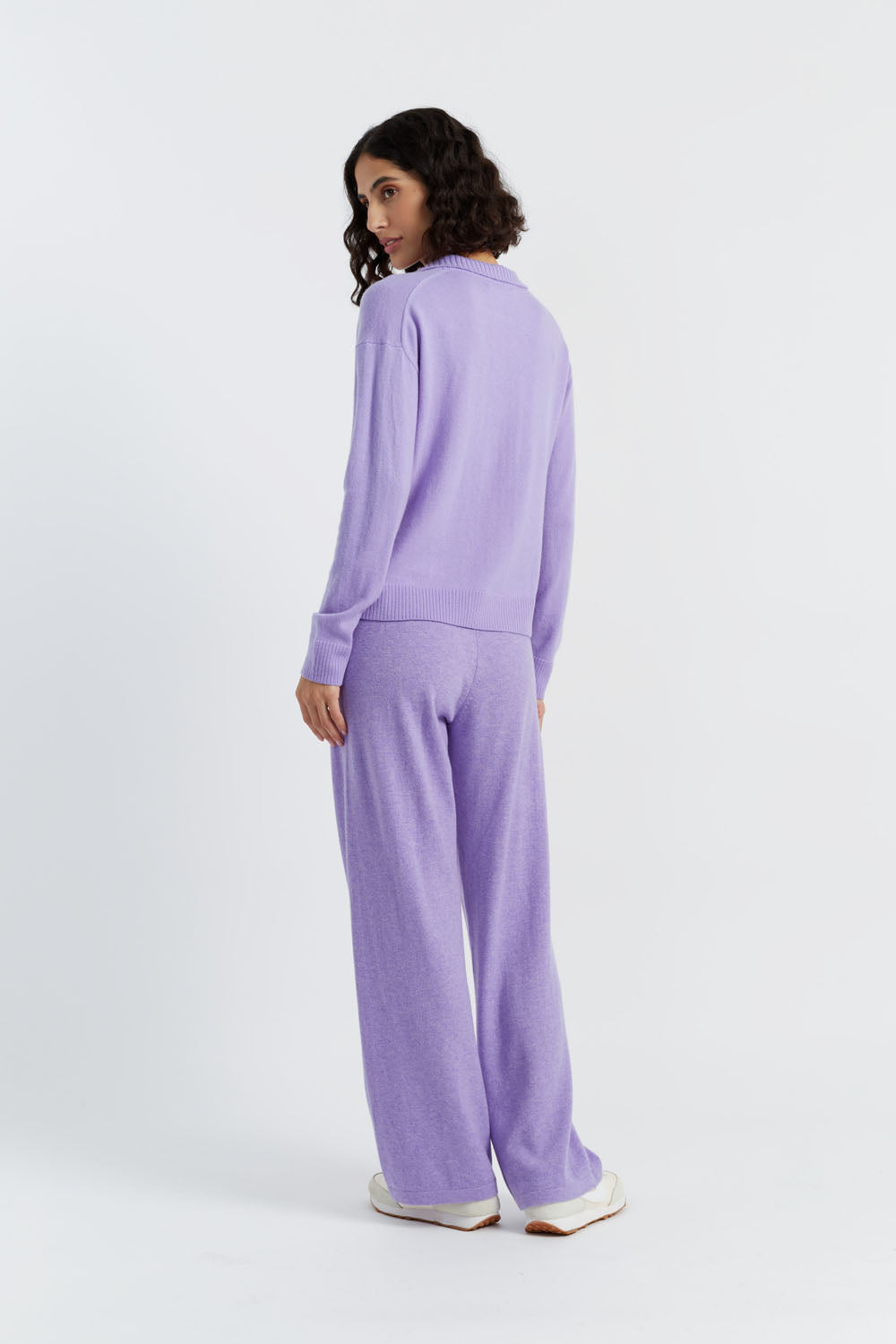 Lavender Wool Cashmere Collared Sweater for Women - Soft Winter Pullover Knit Top - Perfect for Office, Dates & Cozy Evenings