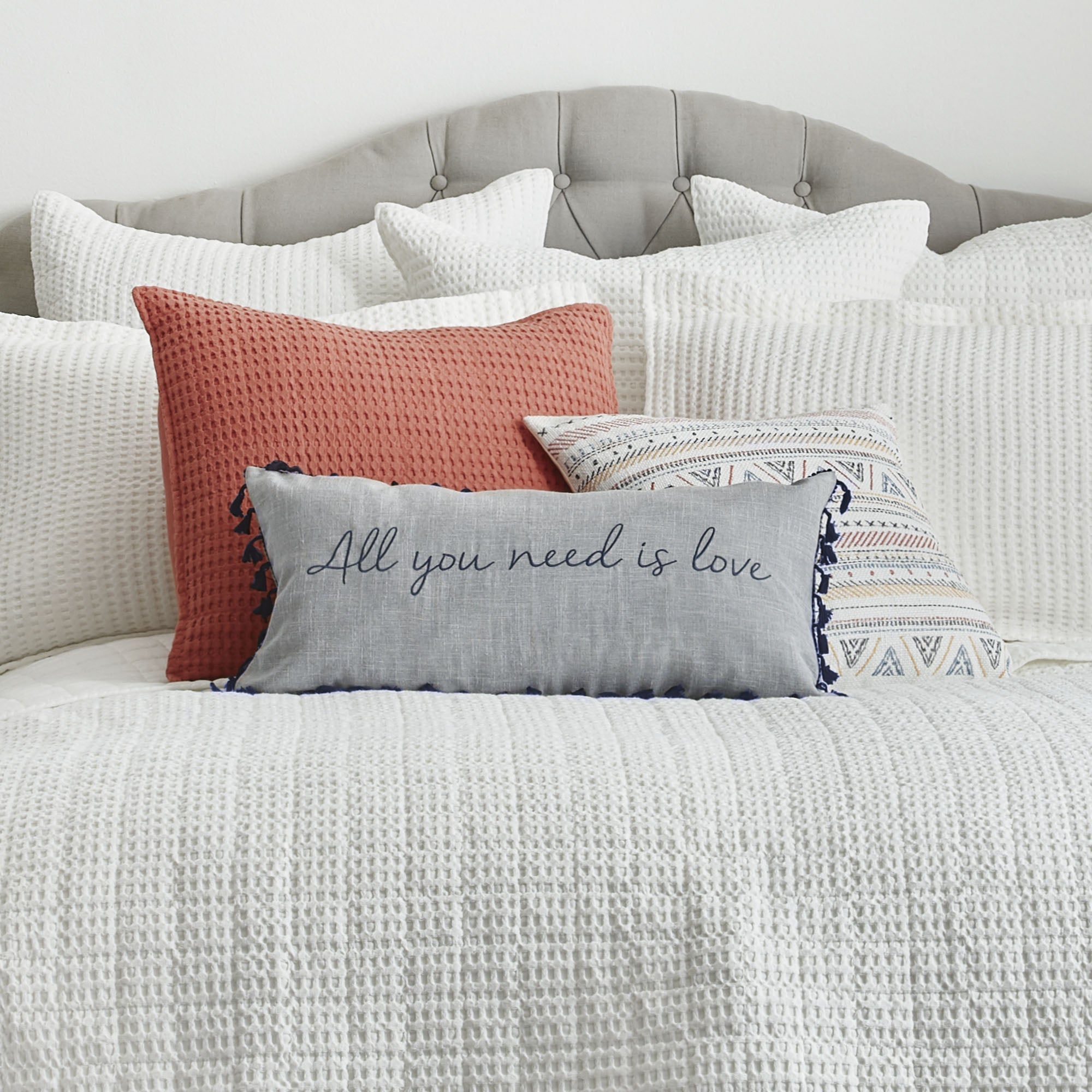 Mills Waffle Square Pillow - Soft & Stylish Decorative Throw Pillow for Couch, Bed, Sofa - Perfect for Living Room, Bedroom & Home Decor