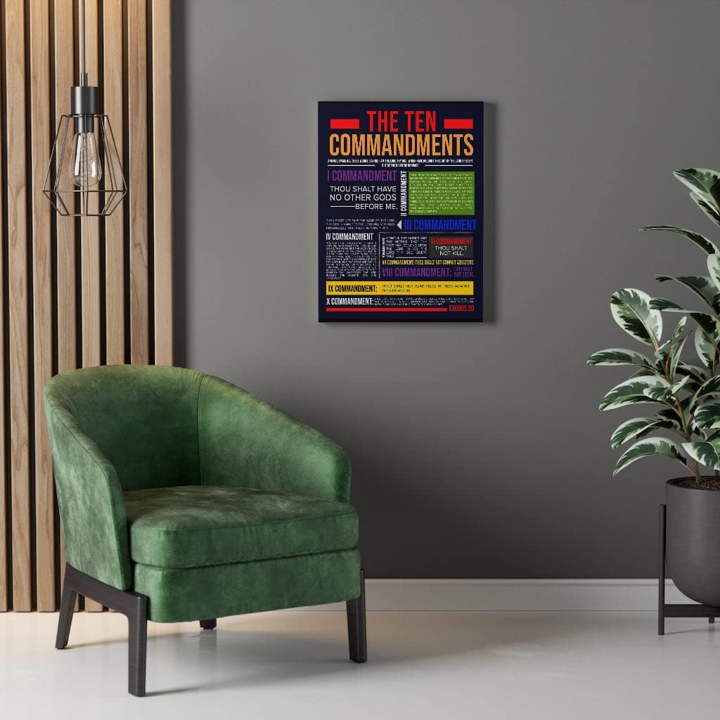 Bible Art Ten Commandments Canvas Print - Christian Home Decor & Religious Wall Art for Living Room, Bedroom, Church - Express Your Love with Inspirational Scripture Gifts