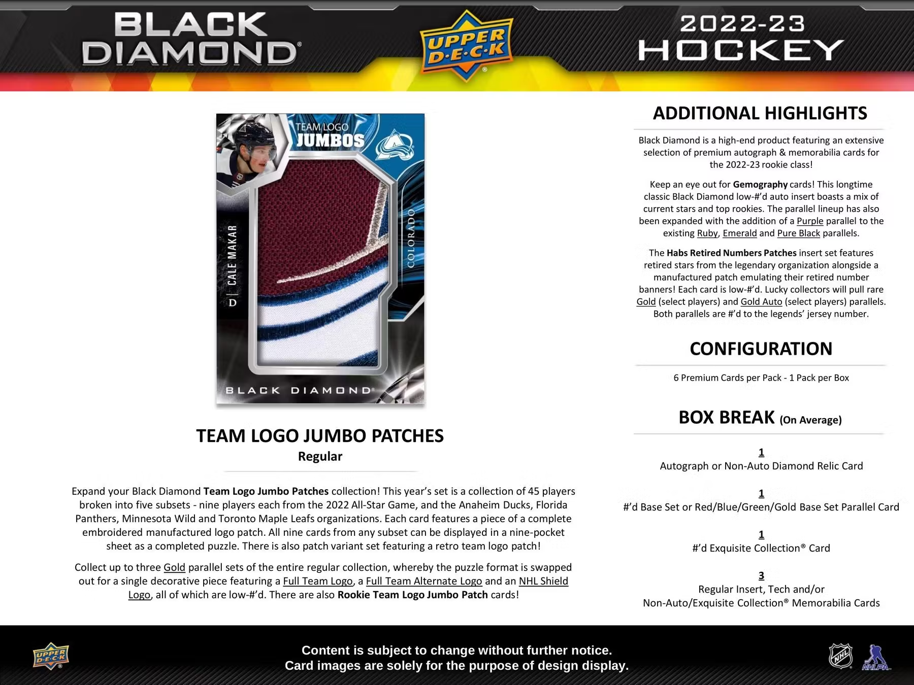 2022-23 Upper Deck Black Diamond Hockey Hobby Box - Premium Collectible Trading Cards for NHL Fans & Sports Memorabilia Collectors - Perfect for Gifts, Investments, and Game Room Displays