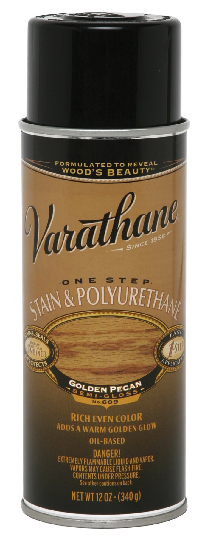 Golden Pecan One Step Oil Based Stain and Polyurethane Spray Paint - 6 Pack for Wood Furniture, Cabinets, Decks & DIY Projects - Fast Drying, Easy Application, Professional Finish