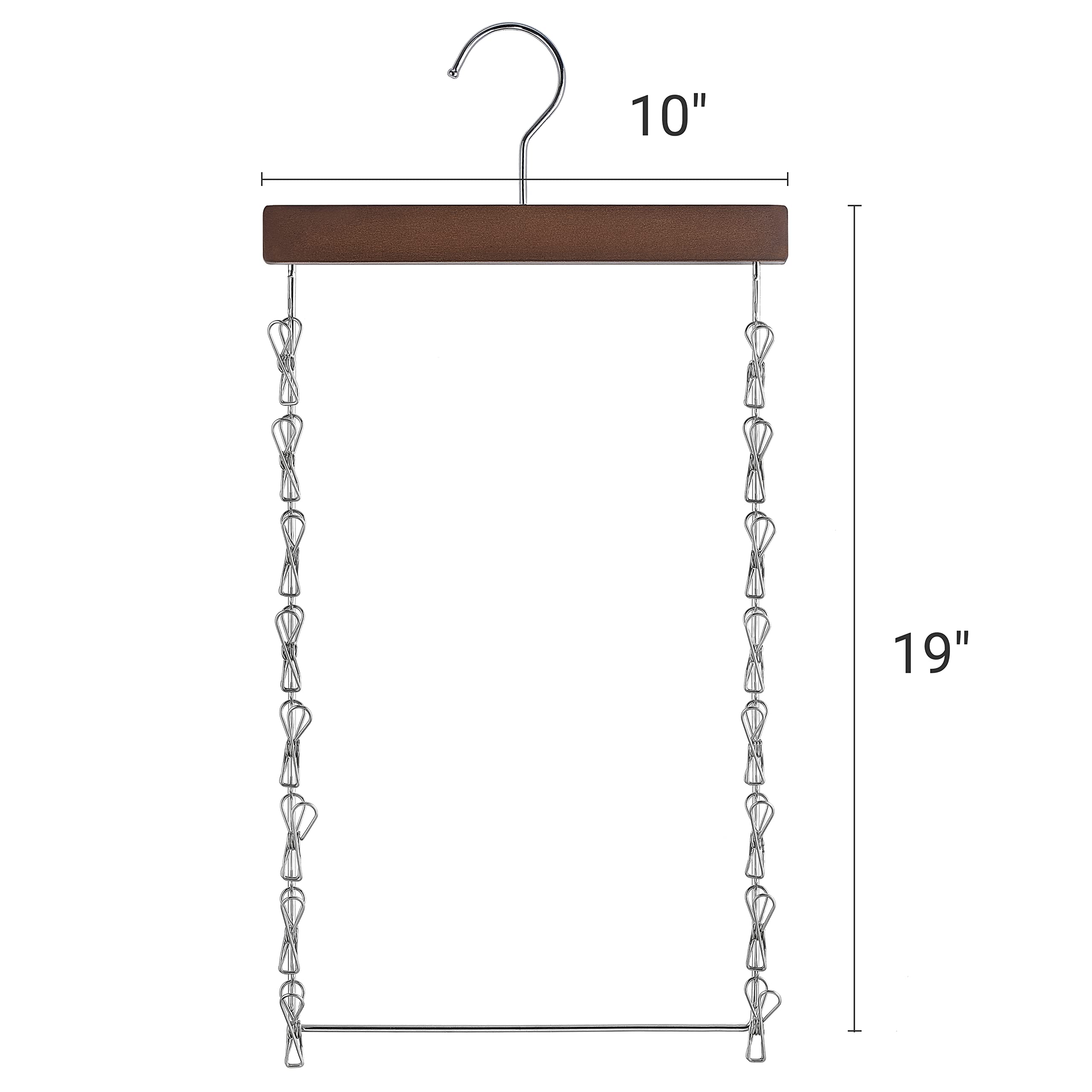 Dahey Wooden Hat Organizer Set of 2 - 32 Stainless Steel Clips Baseball Cap Holder for Closet Storage | Space Saving Door Hanger for Caps, Hats & Accessories | Perfect for Bedroom, Closet & Dorm Organization