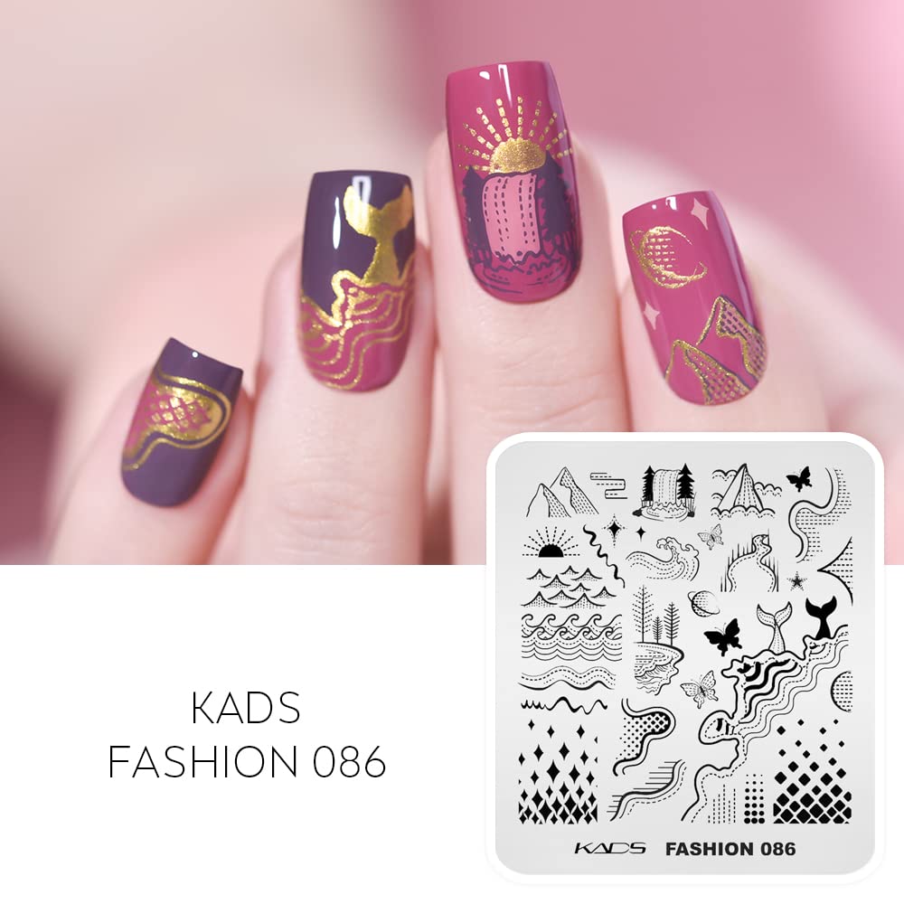 KADS Nail Stamping Plate - Fashion 086 Nail Art Design Template for DIY Manicure | Professional Nail Stamping Kit for Salon & Home Use | Perfect for Parties, Weddings & Special Occasions