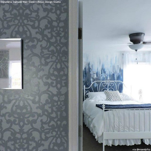 Donatella Damask Stencil - Reusable Wall Stencils for Painting, DIY Home Decor, Furniture & Crafts | Perfect for Bedroom, Living Room, and Wedding Decorations